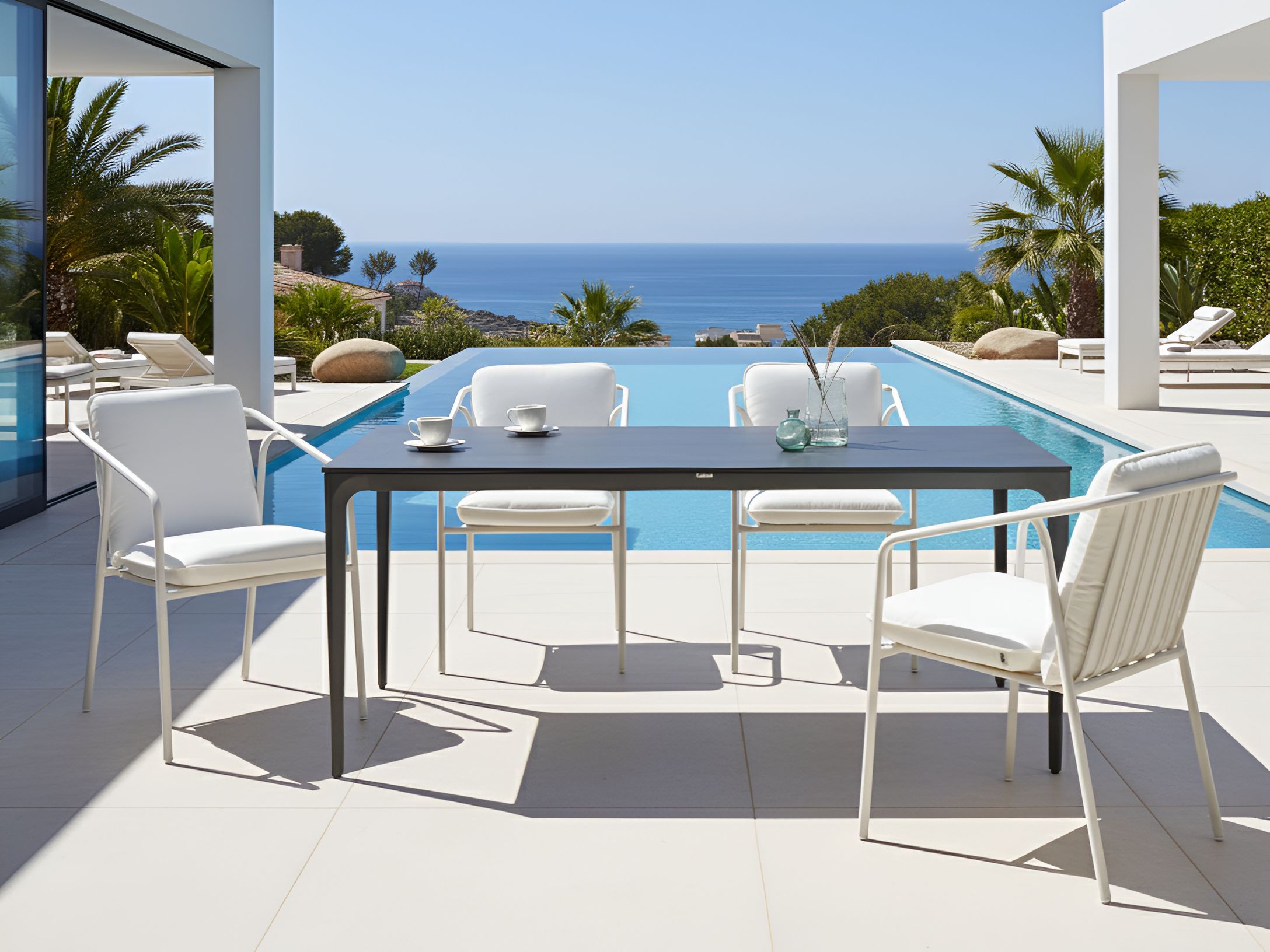 Garden Dining Table SOVARETO 180 cm 90 cm Stone Effect Dark Grey