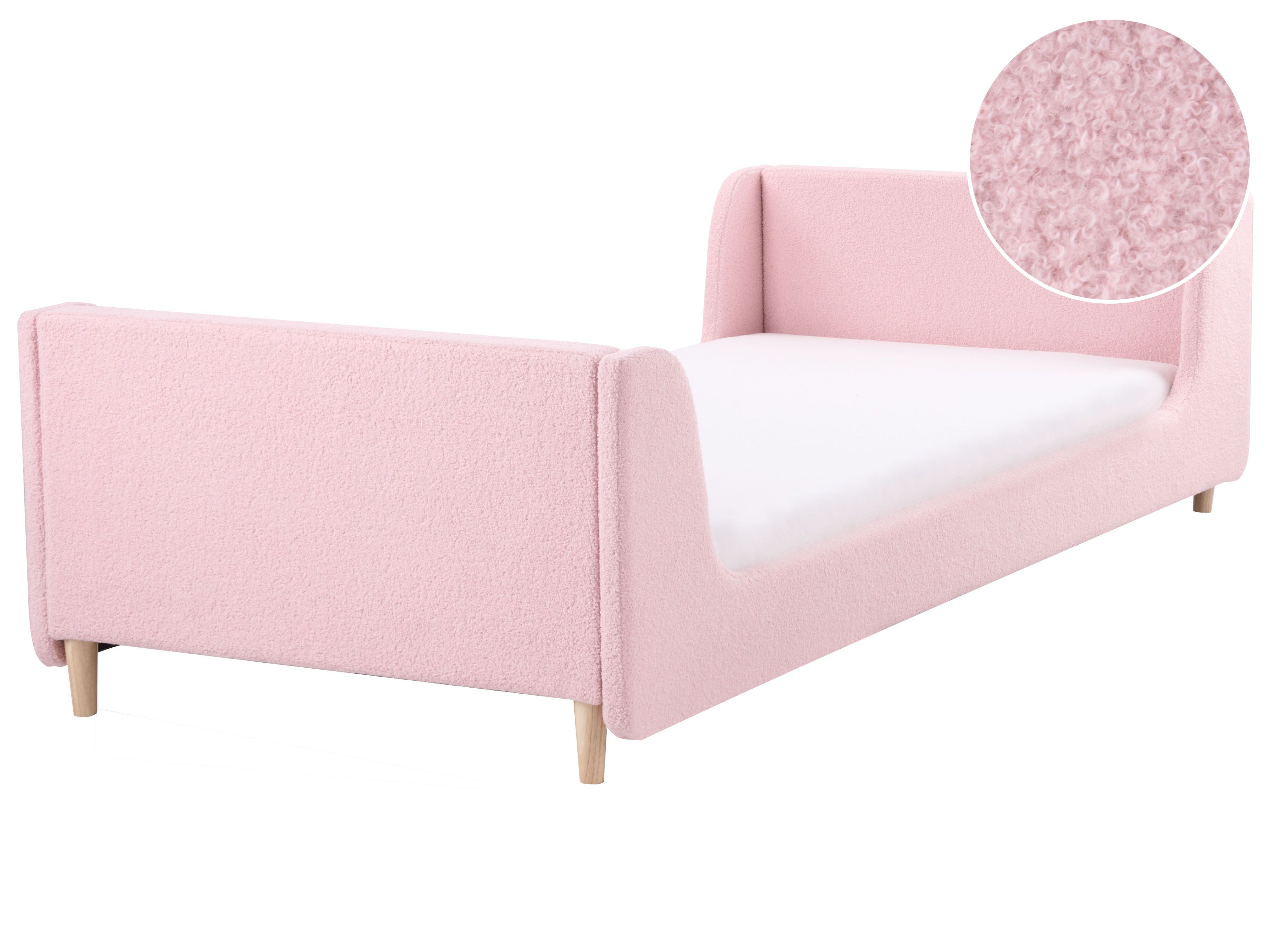 Kids Bed Boucle LAYE 90 x 200 cm (EU Single) Pink