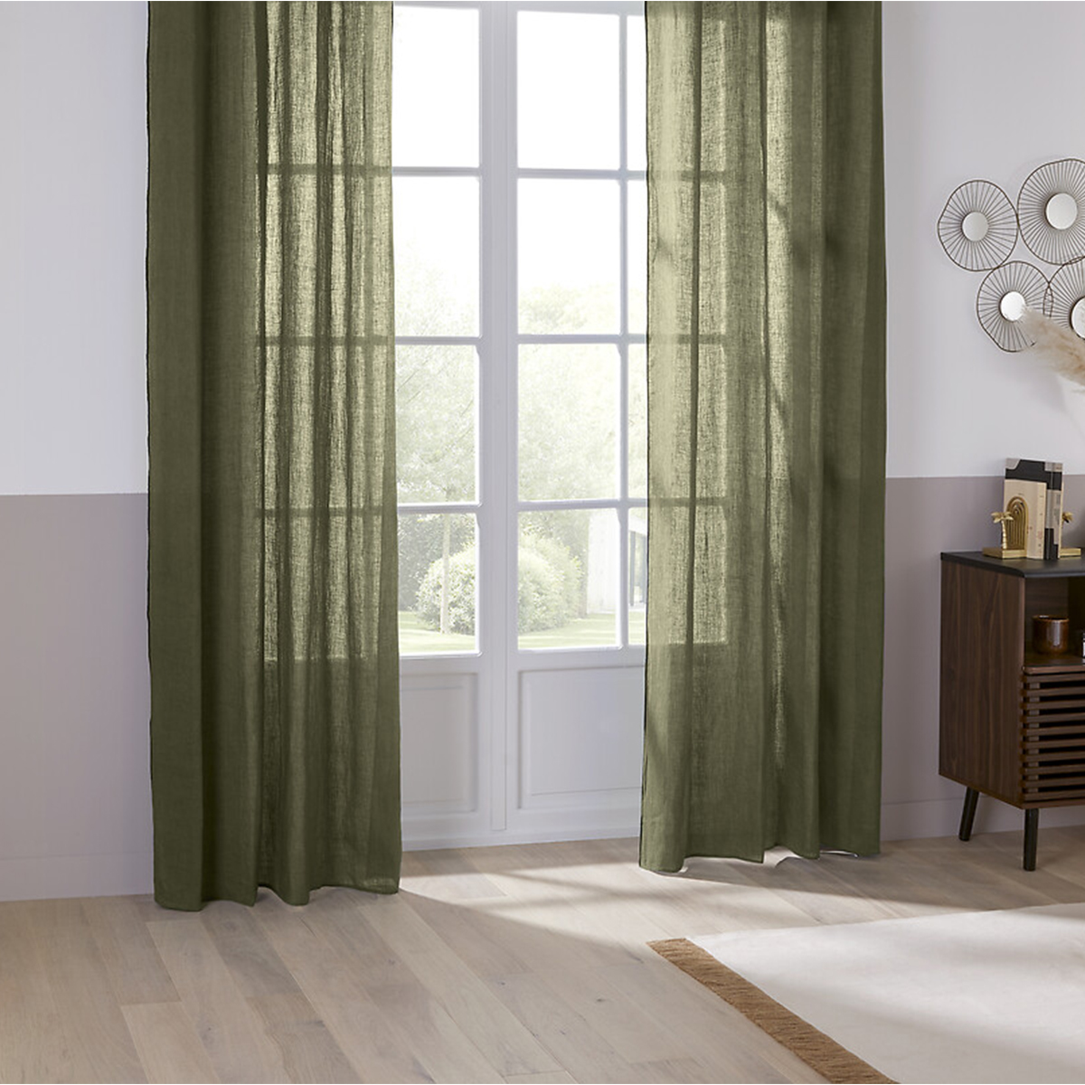 Curtain "Linah" Khaki green, 130x260 cm