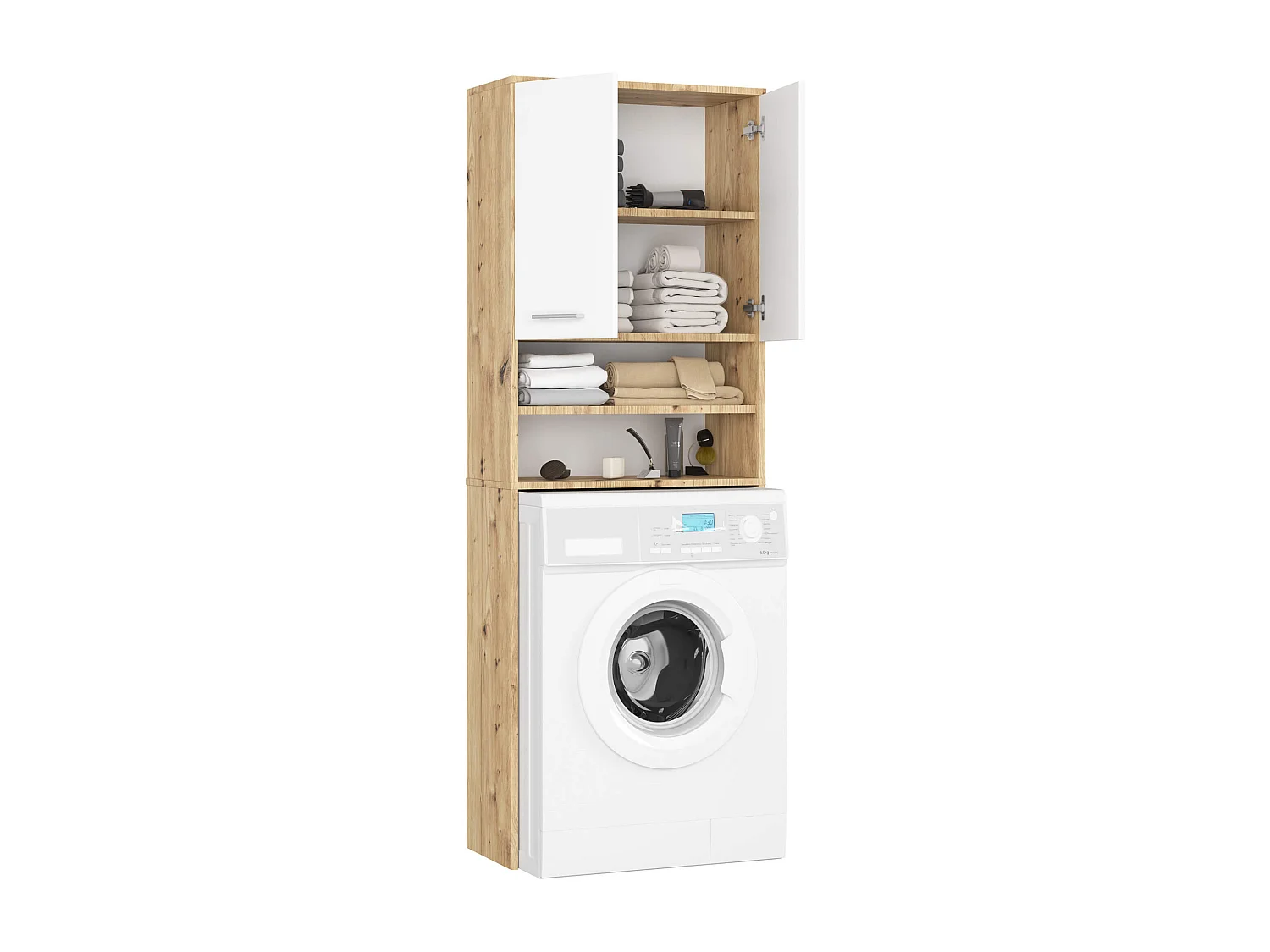 Meuble de rangement pour machine à laver, 2 portes, 64 x 30 x 190 cm