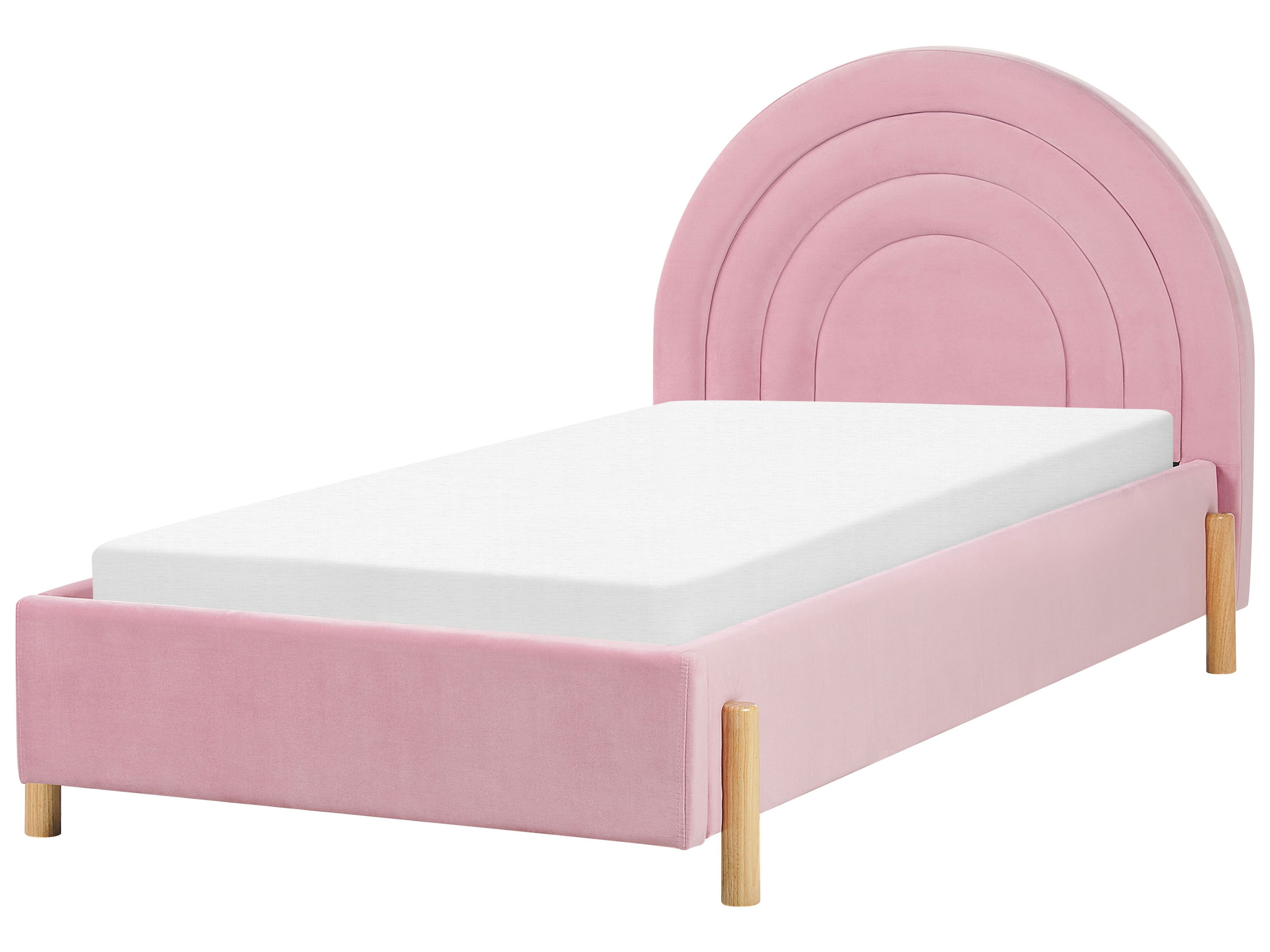 Kids Bed Velvet ANET 90 x 200 cm (EU Single) Pink