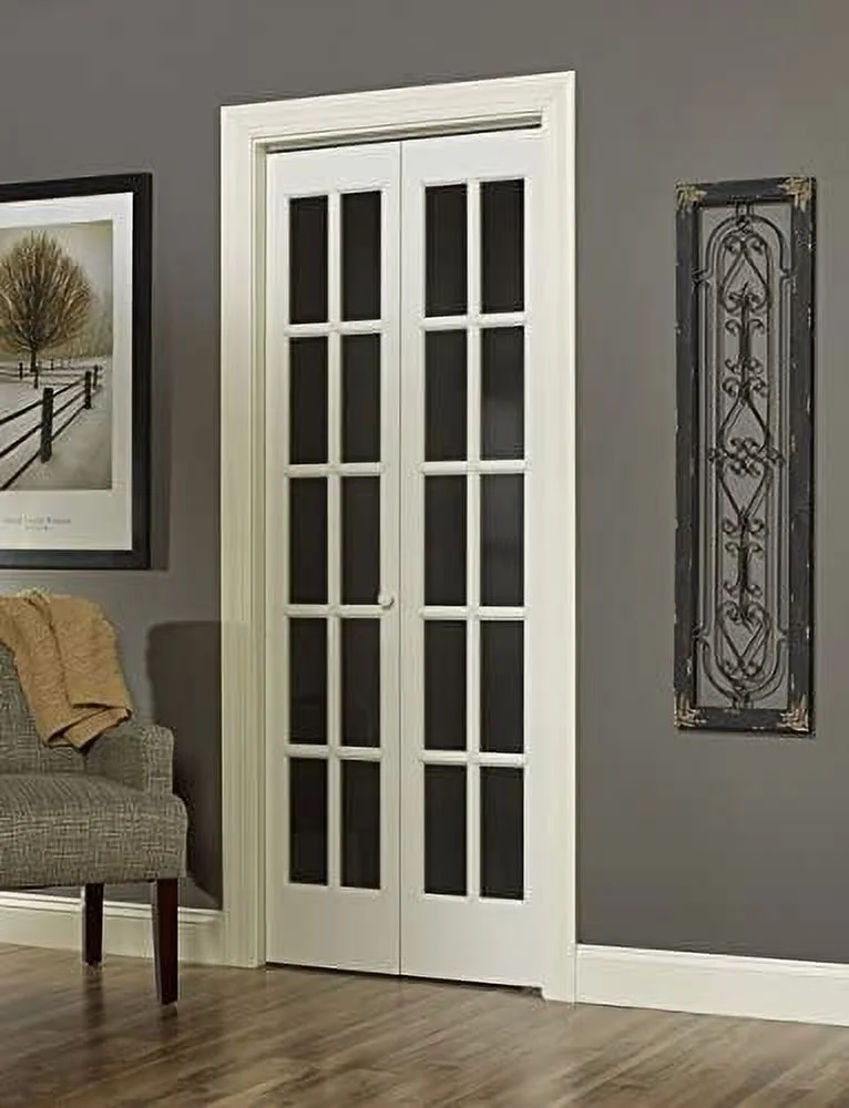 AWC Traditional Divided Glass Bifold Door fits 24"w x 80"h Unfinished Pine - Image 3