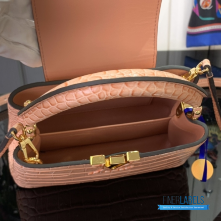 Blush Croc-Embossed Mini Handbag with Top Handle1:1High-quality replica