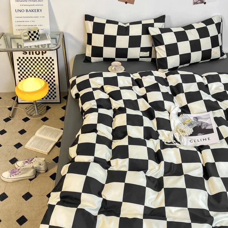 MonoGrid - Modern Geruite Bedset