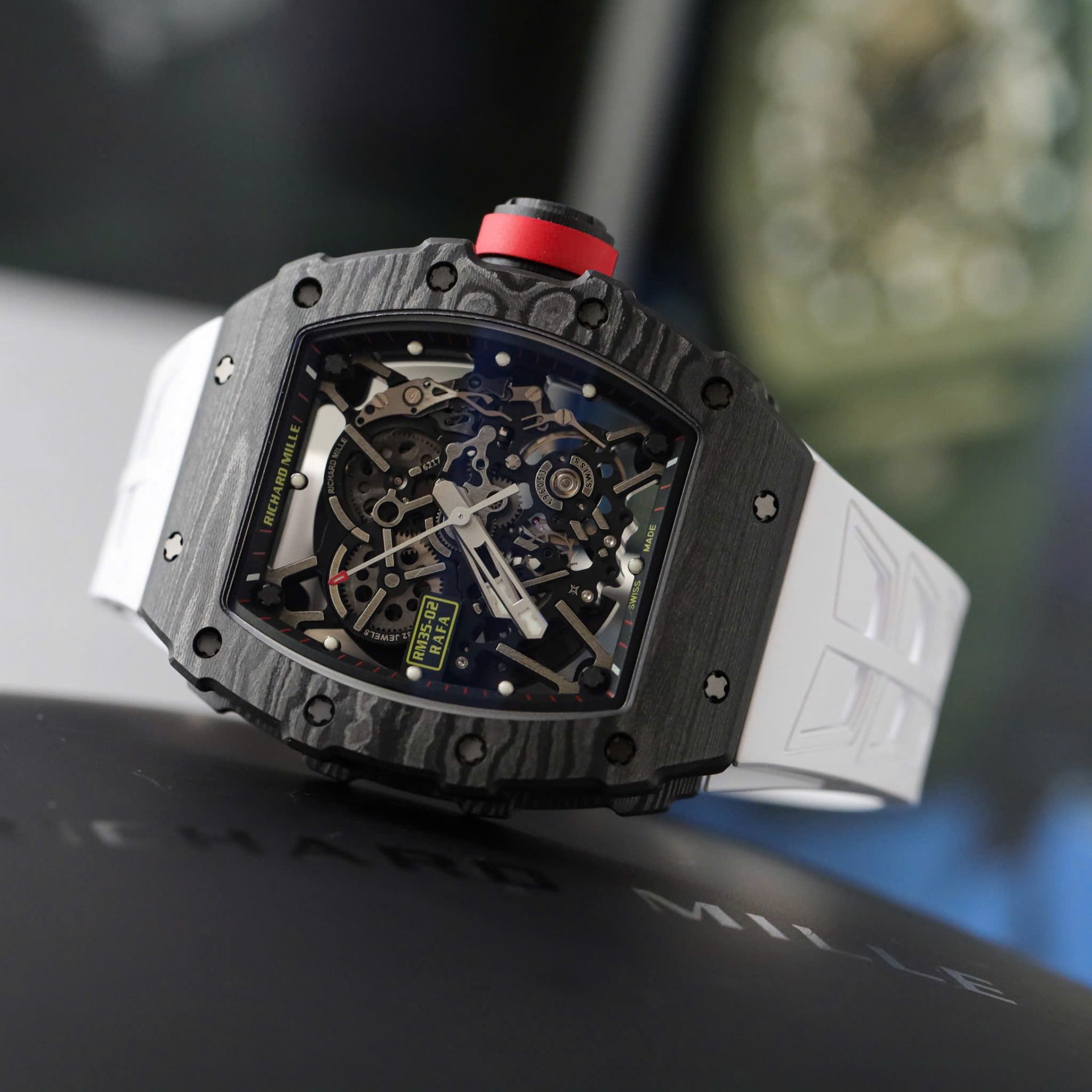 Richard Mille RM35-02 Knock Off Watches Carbon Super Light Rubber Strap Red ZF Factoy 44mm - Top club