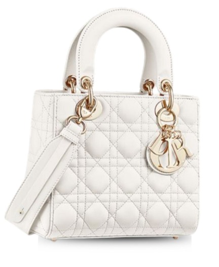 Christian Dior Medium Lady Dior Bag Gold Toned Hardware White For Women 24cm/9in CD