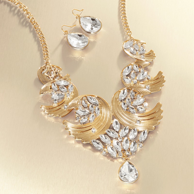 Crystal Wings Necklace & Earring Set - MIDNIGHT VELVET CATALOG