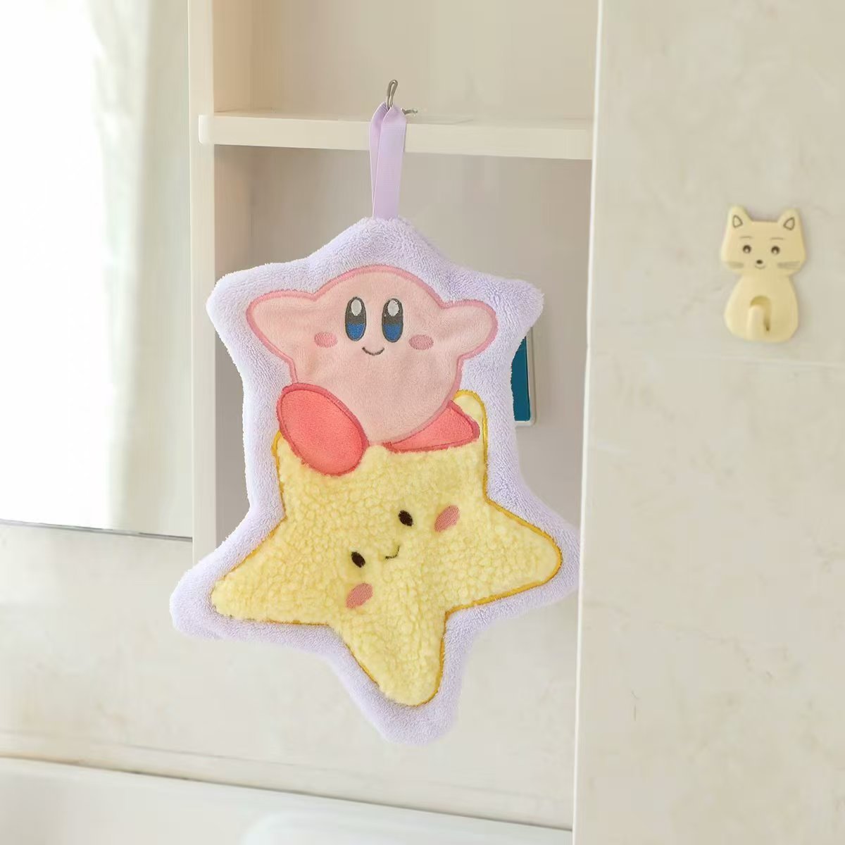 Cute Melody Hanging Kitchen Bathroom Children's Water Absorbent Star/Moon Shape Coral Fleece Cartoon Hand Towel