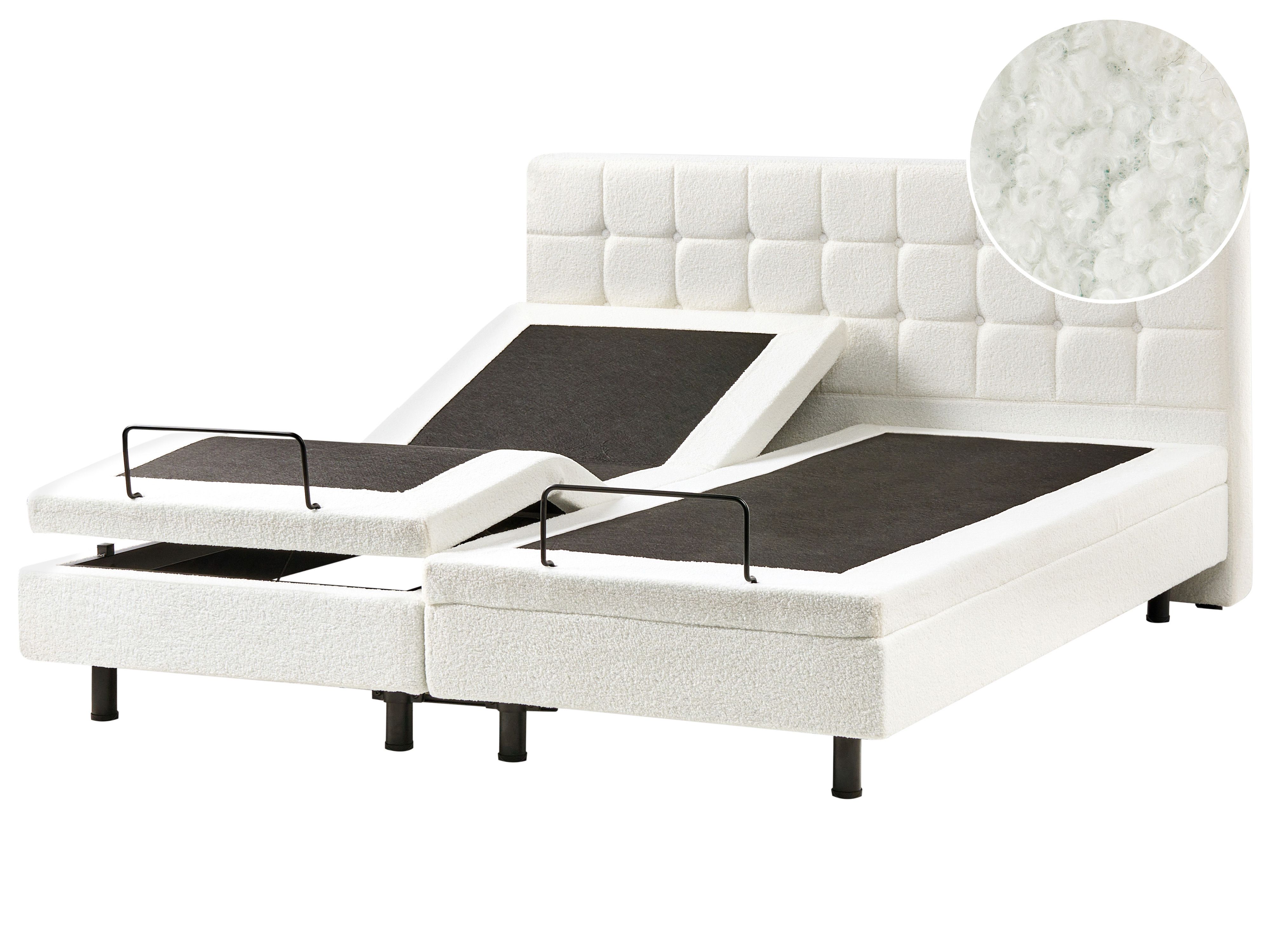 Adjustable Bed Boucle DUKE 180 x 200 cm (EU Super King) Off-White