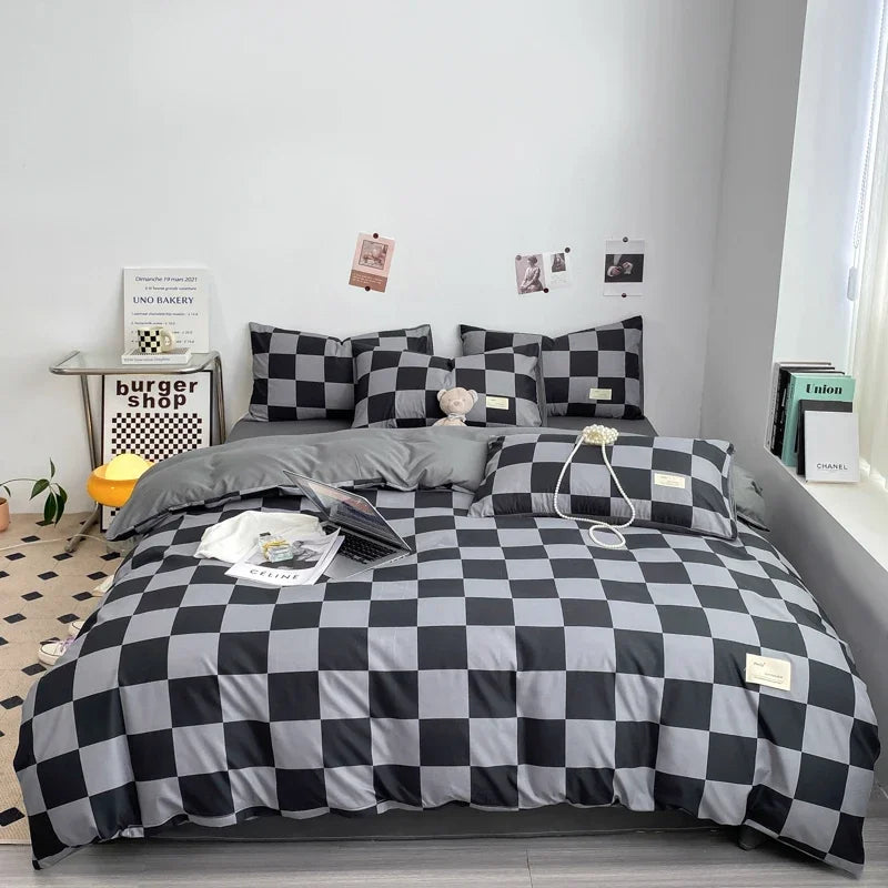MonoGrid - Modern Geruite Bedset