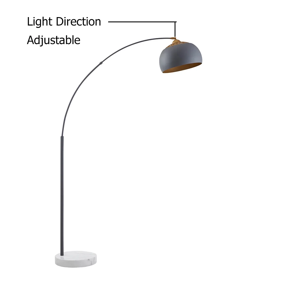 ROSEN GARDEN Arc Floor Lamp, Modern Reading Light for Living Room, Bedrooms and Office, Light Direction Adjustable, Bulb Not Included