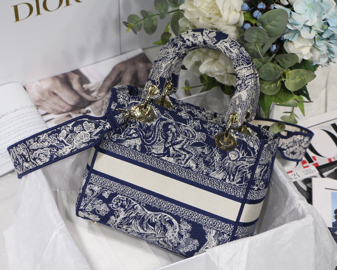 Christian Dior Medium Lady D-Lite Bag Blue, For Women, Women’s Handbags 24cm/9.5in CD M0565ORGO_M9281:1High-quality replica