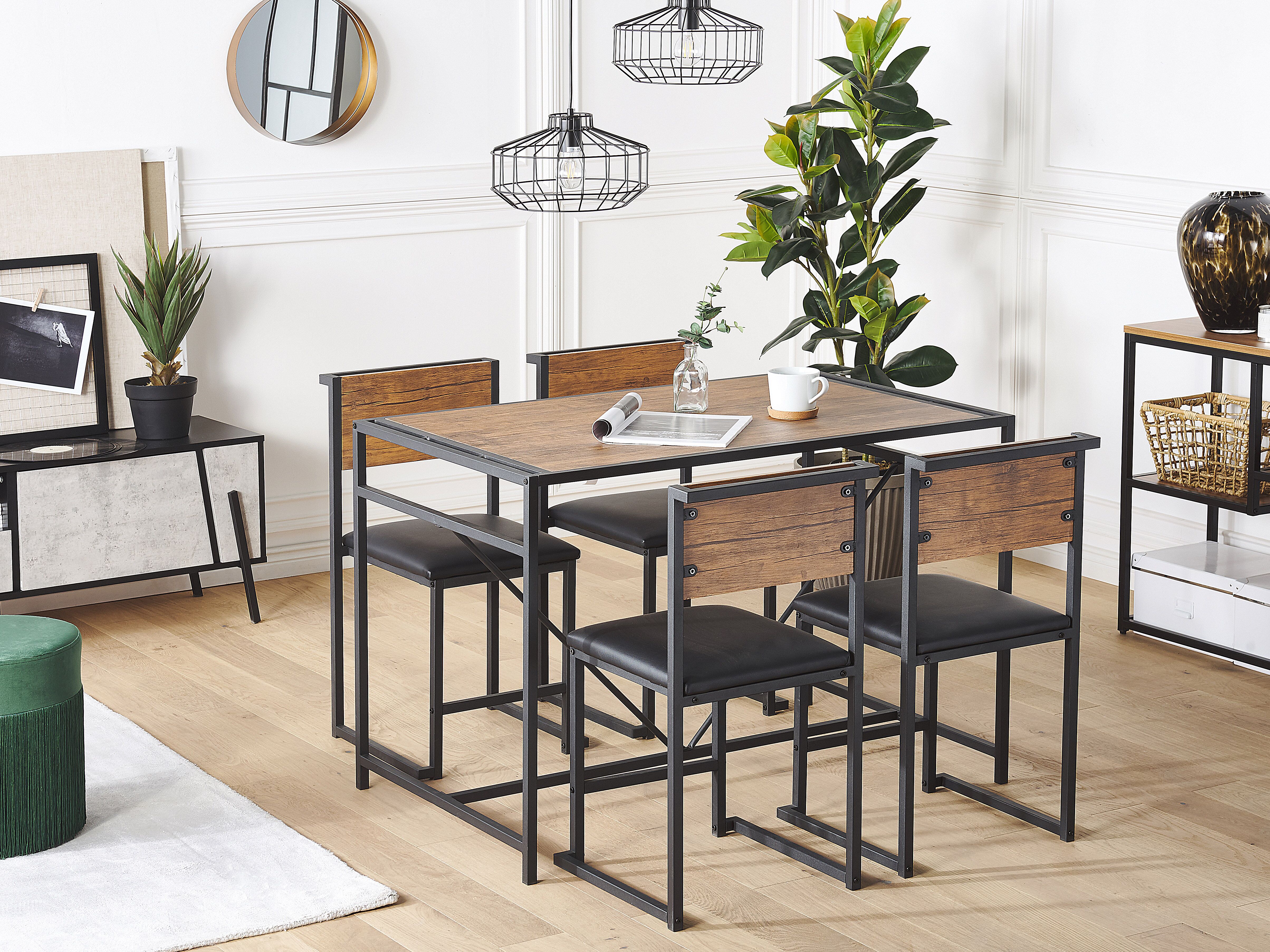 Dining Set BURTON Brown/ Black 4 Seater