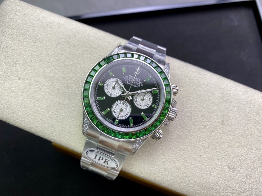 Rolex Daytona-Modified full green diamond-white gold color(1:1 replica) - Top club