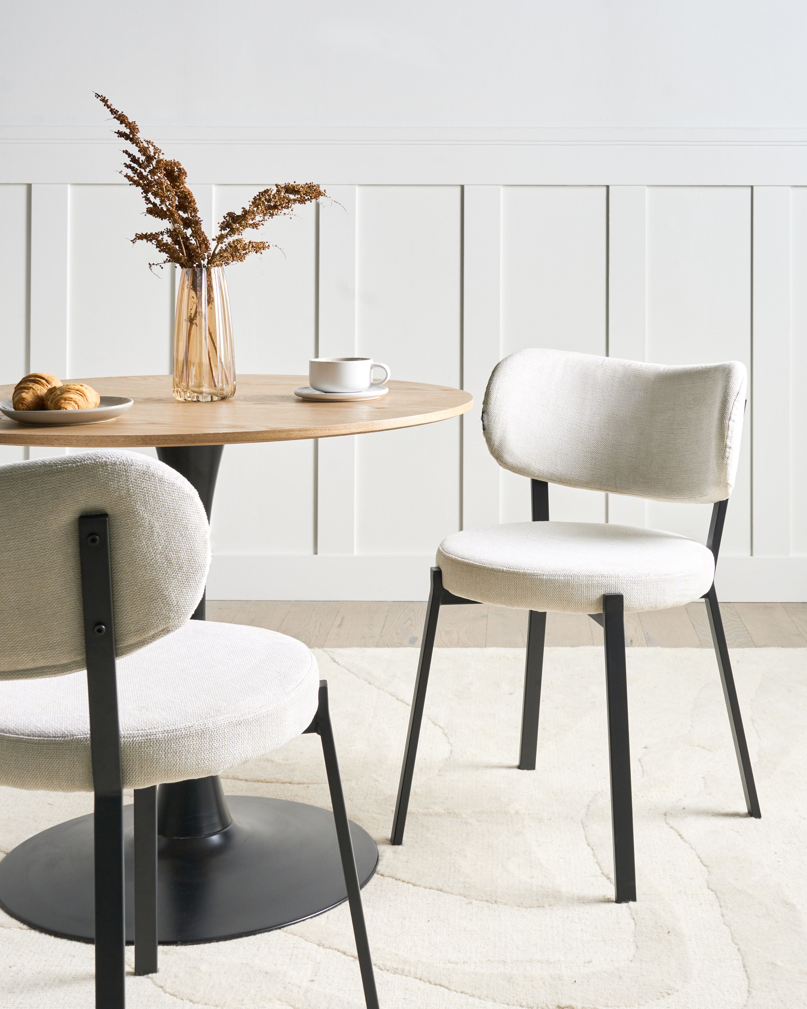 Set of 2 Dining Chairs BRONTE Fabric Light Beige