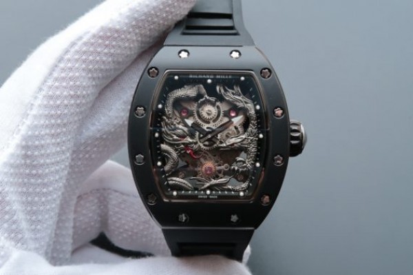 Replica Richard Mille RM057 Dragon Phoenix PVD SS Case Dragon Dial Black Rubber Strap - Top club