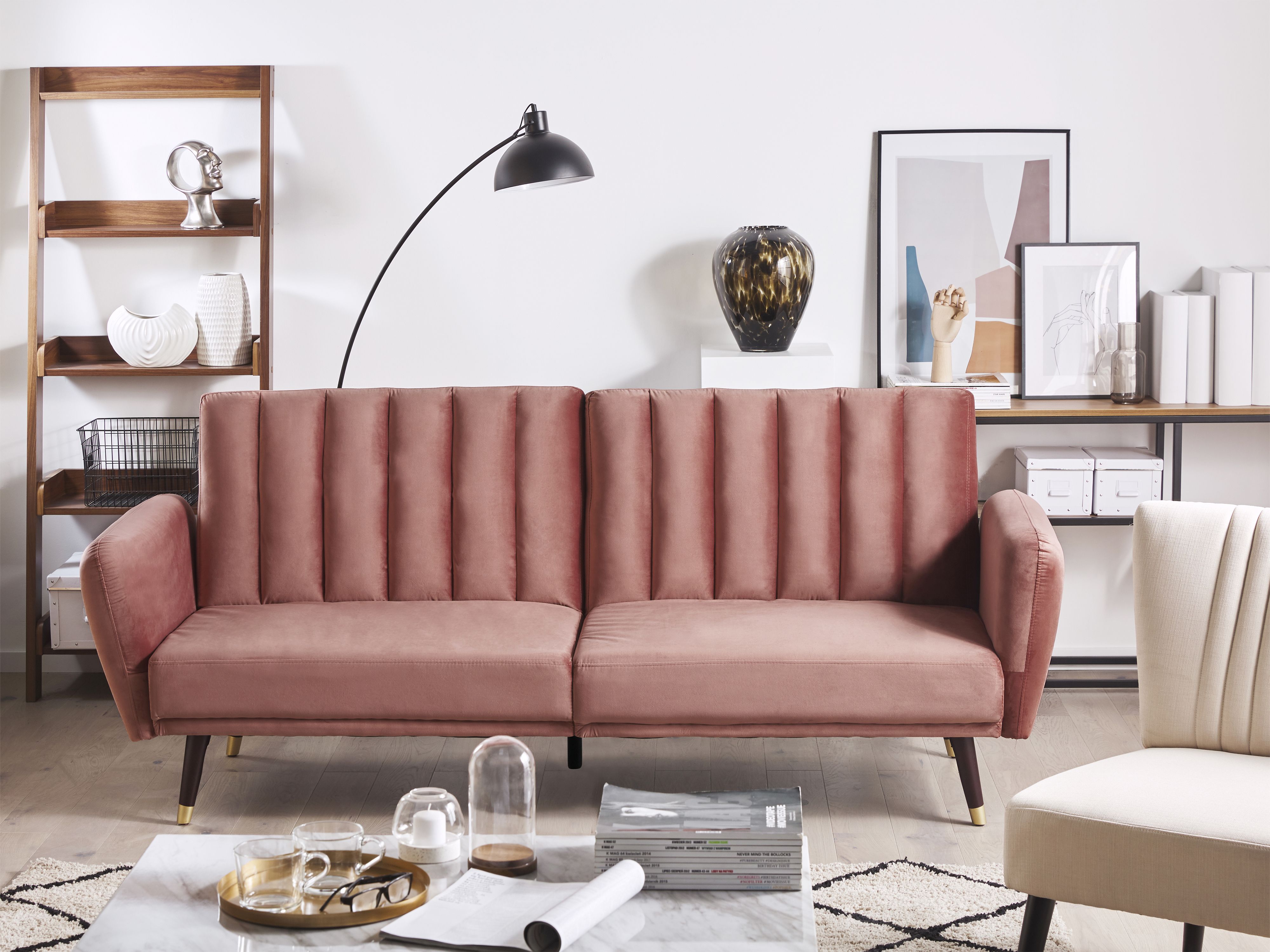 Sofa Bed 3 Seater VIMMERBY Velvet Pink