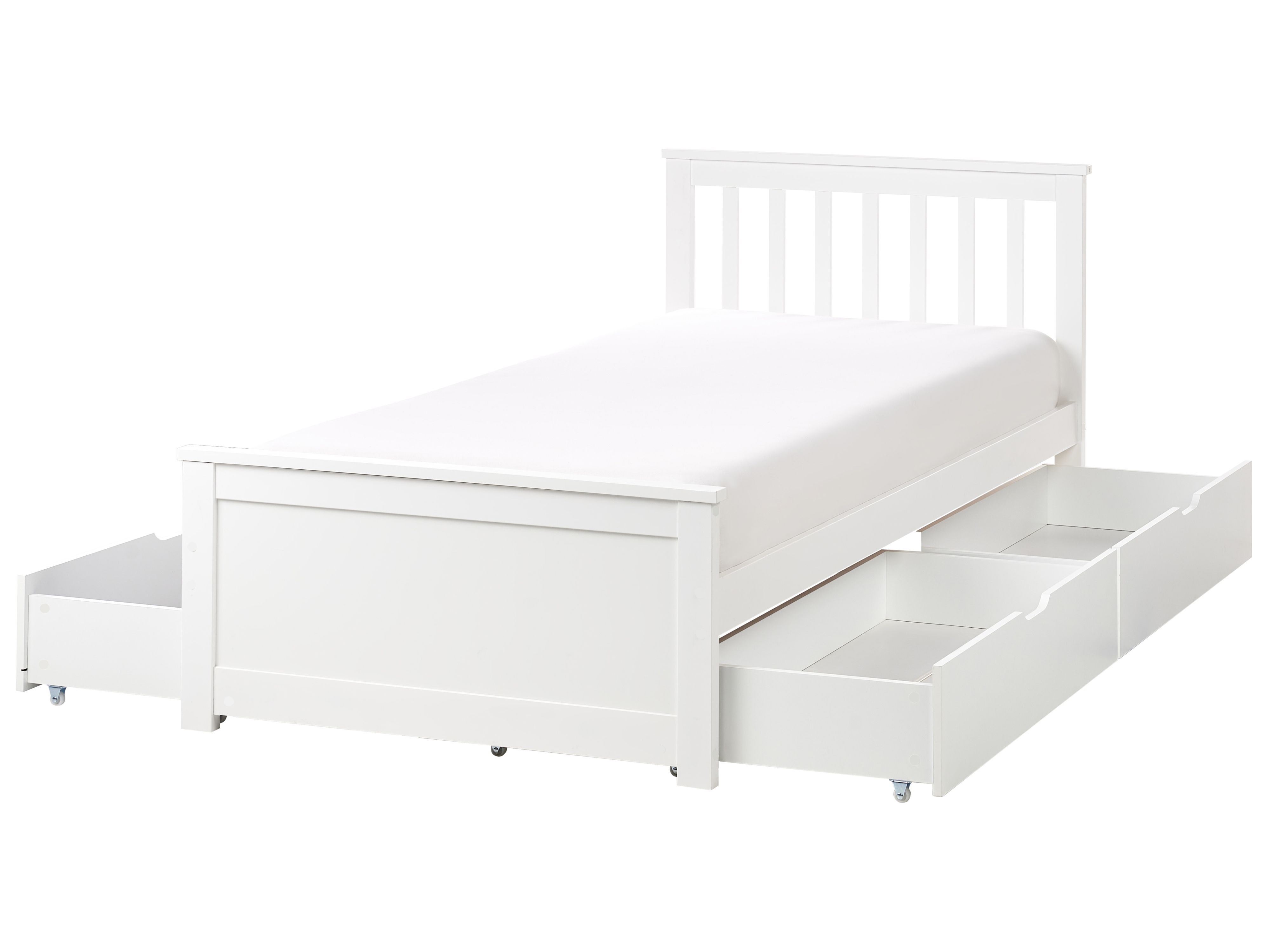 Bed with Storage Drawers Pine Wood OLENDON 90 x 200 cm (EU Single) White