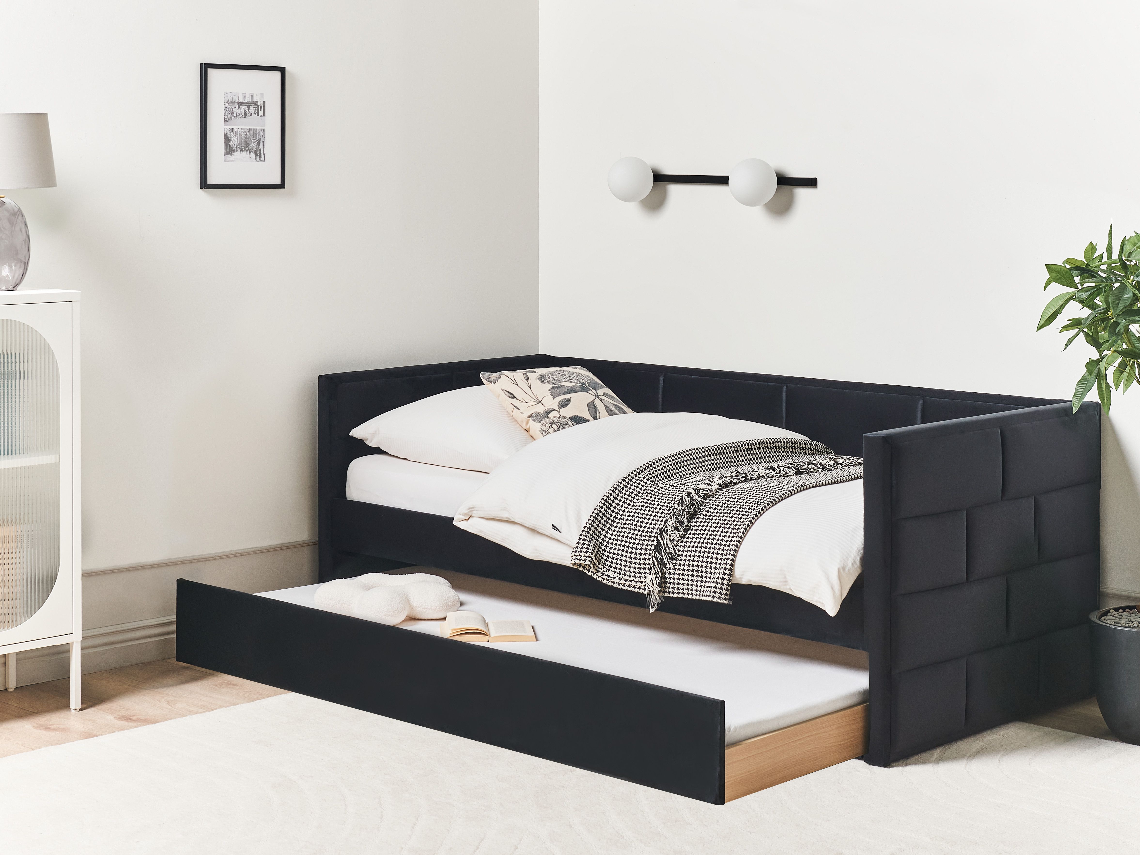 Trundle Bed Velvet CHAVONNE 90 x 200 cm (EU Single) Black