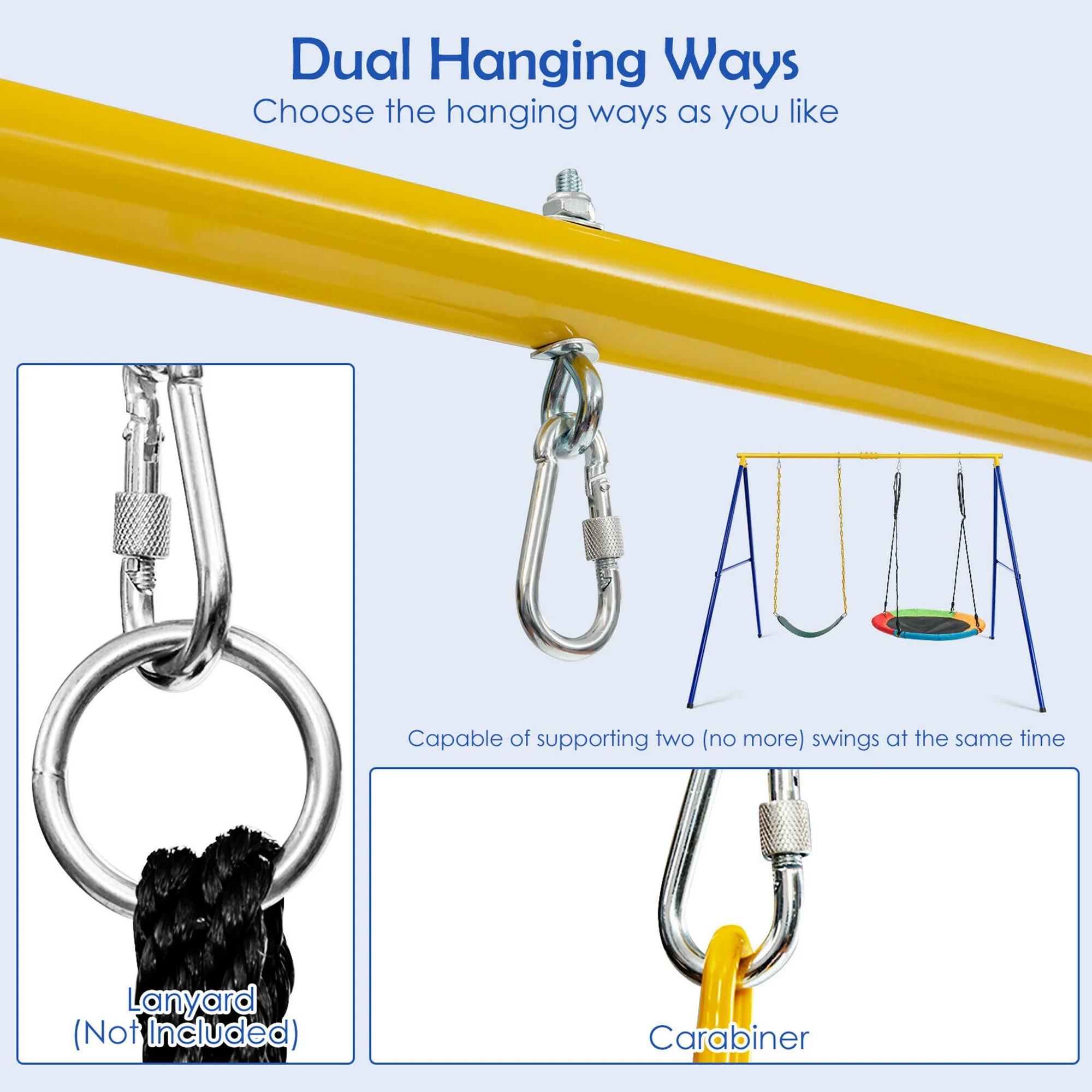 Gymax 660 LBS Heavy-Duty Metal Swing Frame Extra Large Swing Stand for Kids and Adults - Image 6