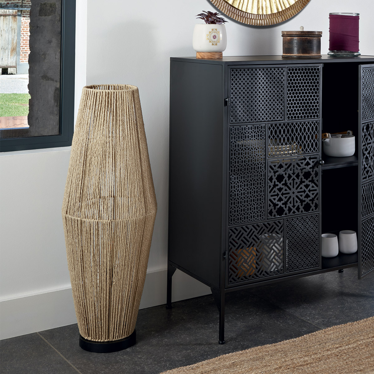 Floor lamp "Aissa" Beige, H.83 cm