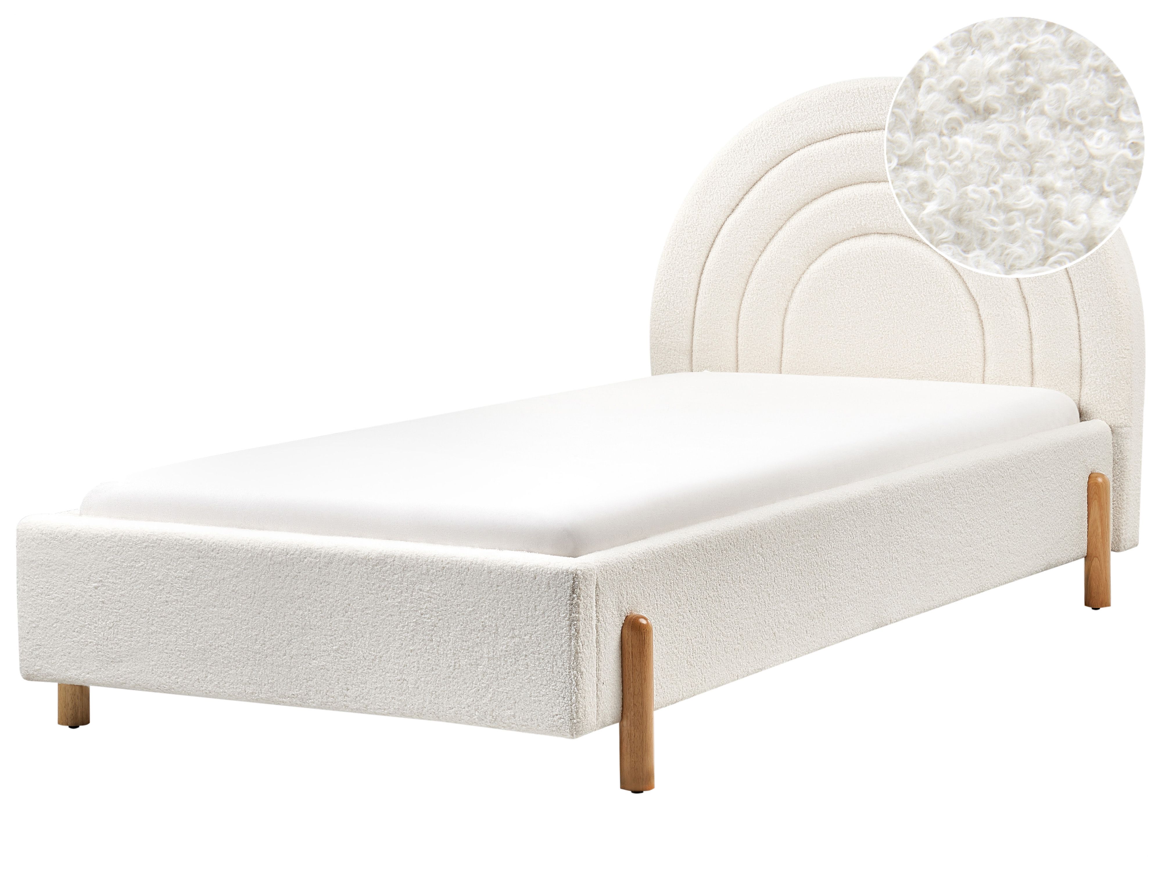 Kids Bed Boucle ANET 90 x 200 cm (EU Single) Off-White
