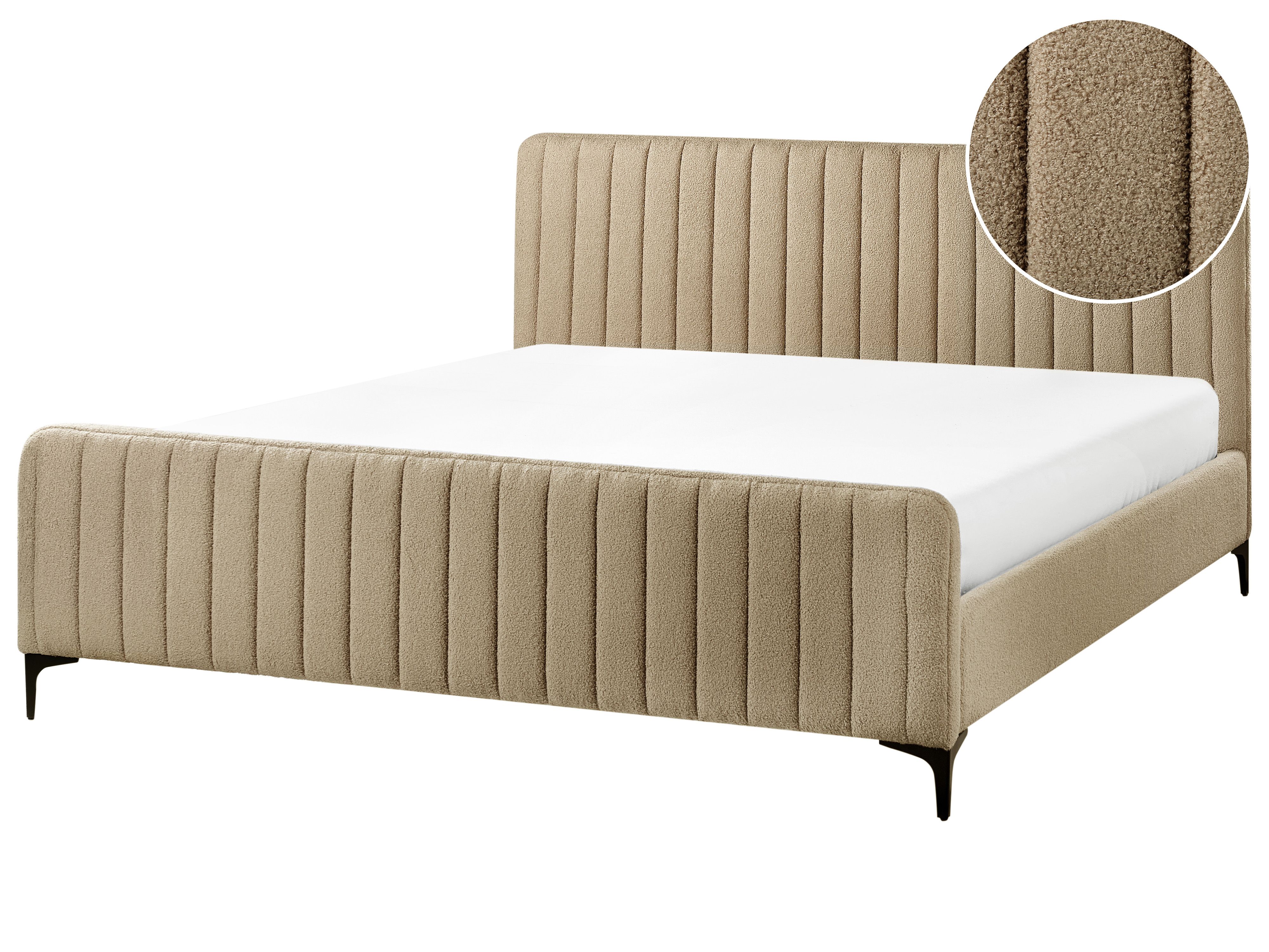 Bed Boucle LUNAN 180 x 200 cm (EU Super King) Taupe