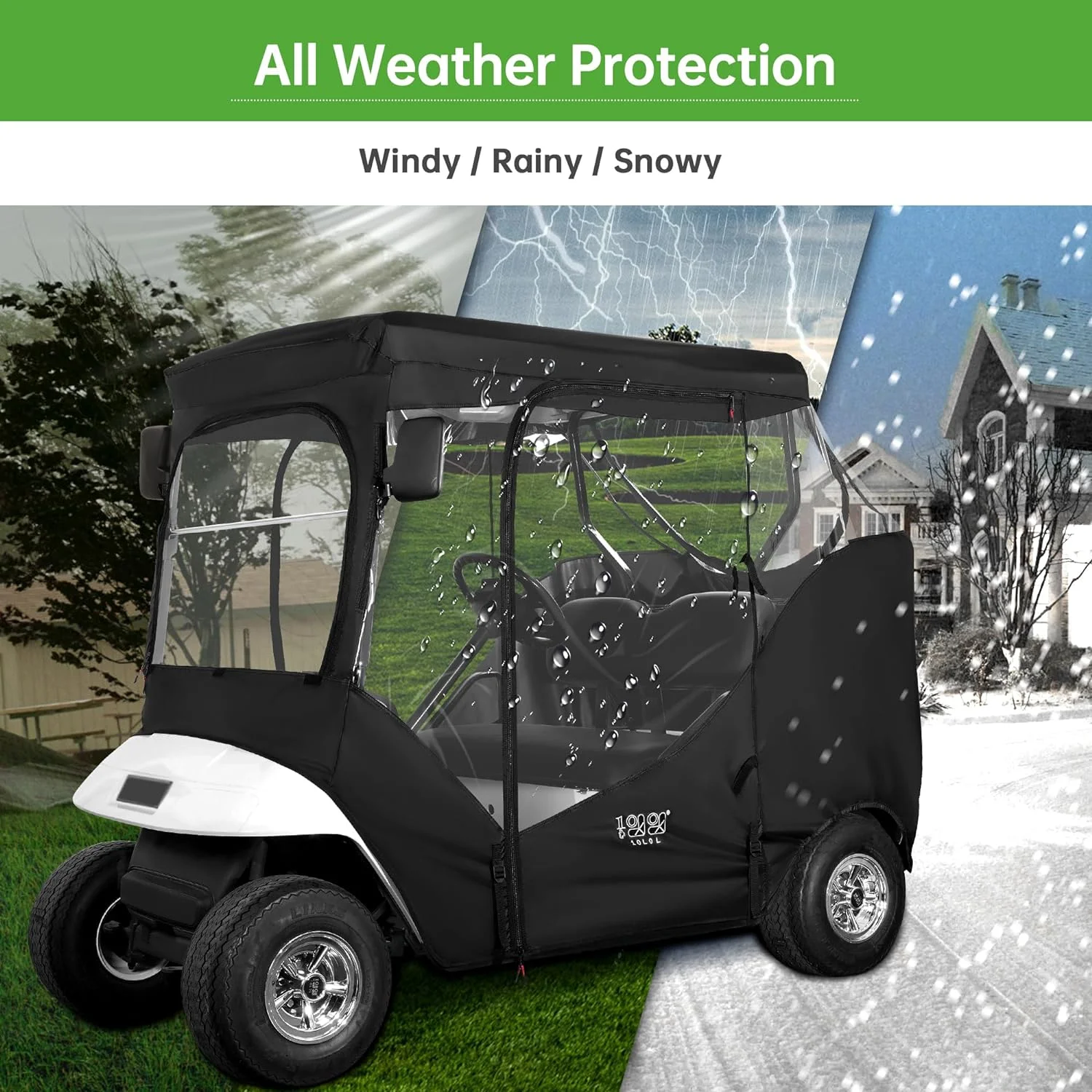 10L0L 2 Passenger Golf Cart Enclosures Fit EZGO TXT RXV, Waterproof Driving Cover Black Golf Cart Accessories - Image 5