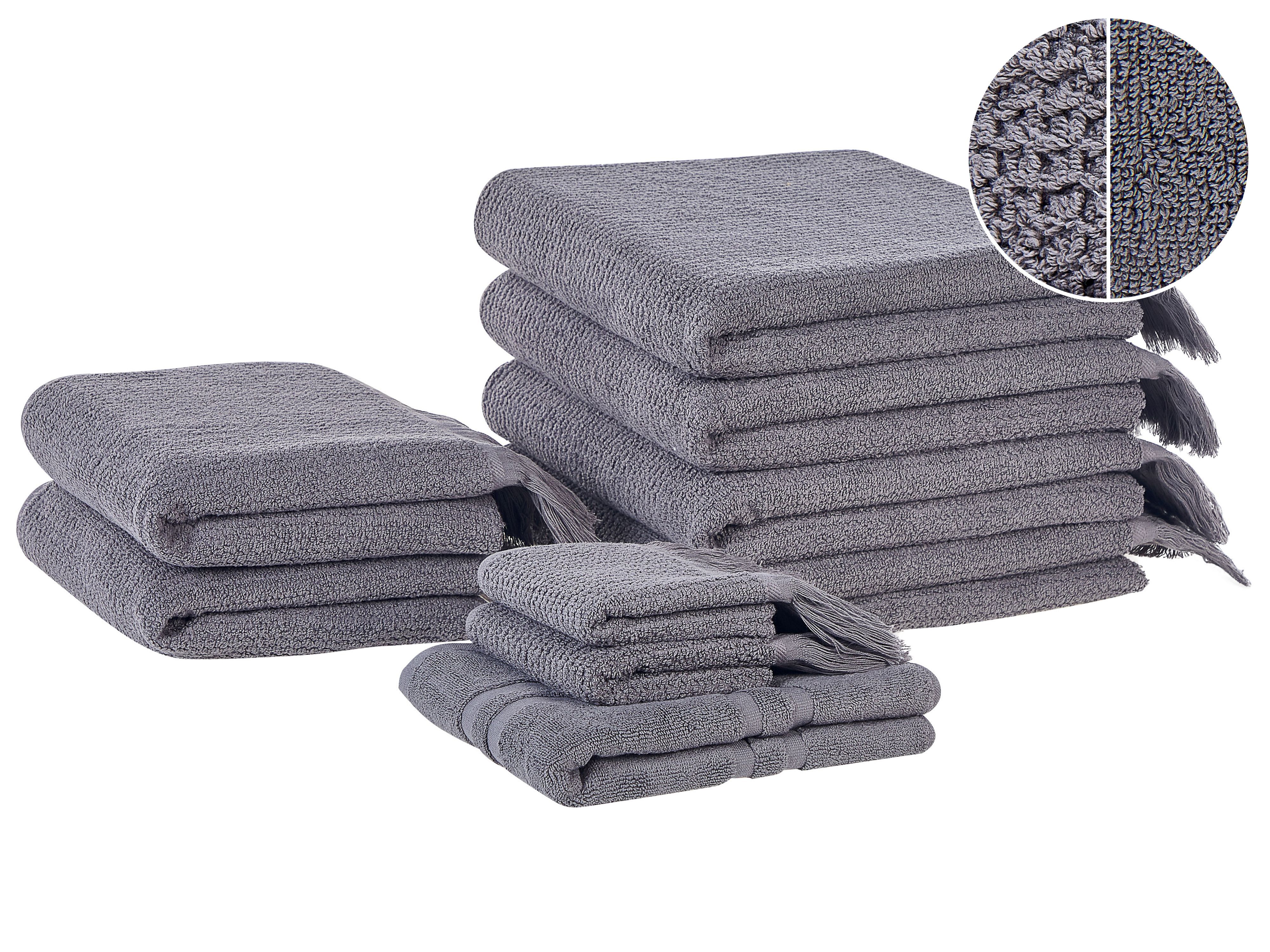 Set of 9 Towels ATIU Terry Cotton Grey
