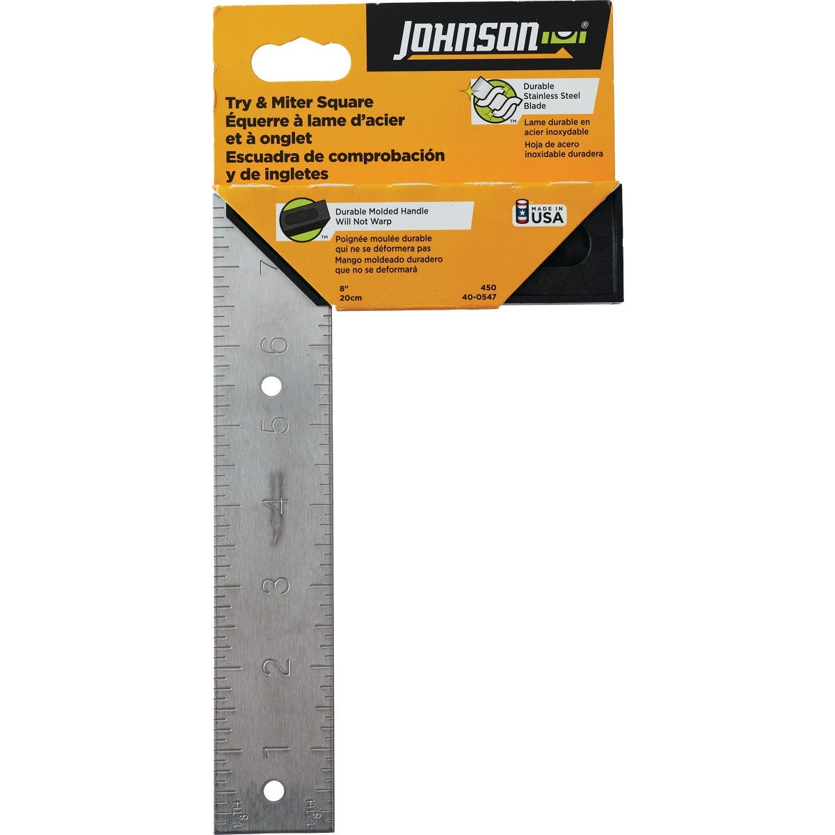 Johnson Level 8 In. L English Struco-Cast Mitre/Try Square