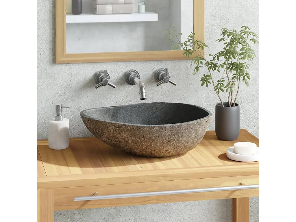 Vasque en pierre de rivière Ovale 37-46 cm  WVGQ5945