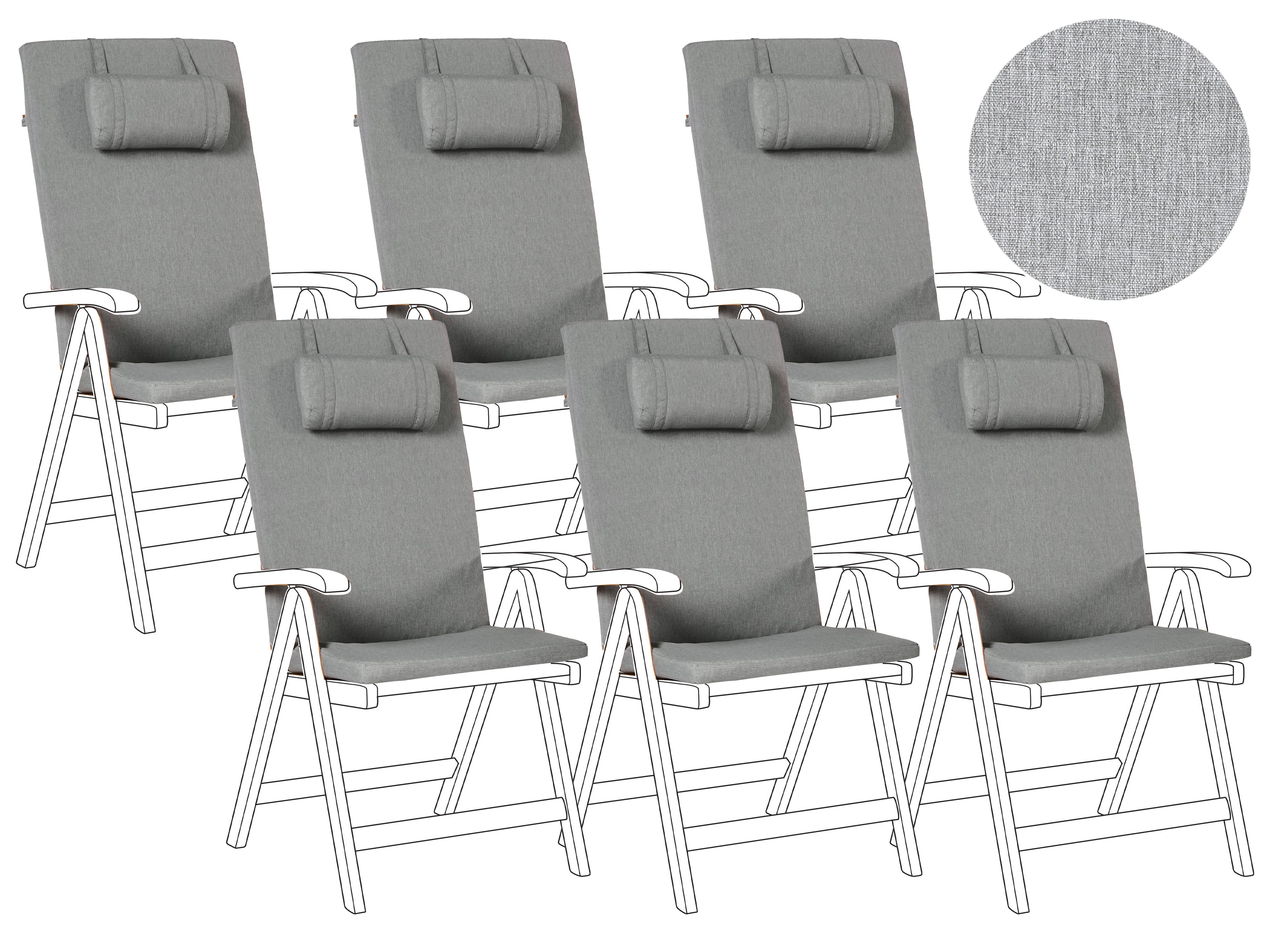Set of 6 Back/Seat Cushions JAVA/AMANTEA PREMIUM 50 x 70 cm Grey Melange