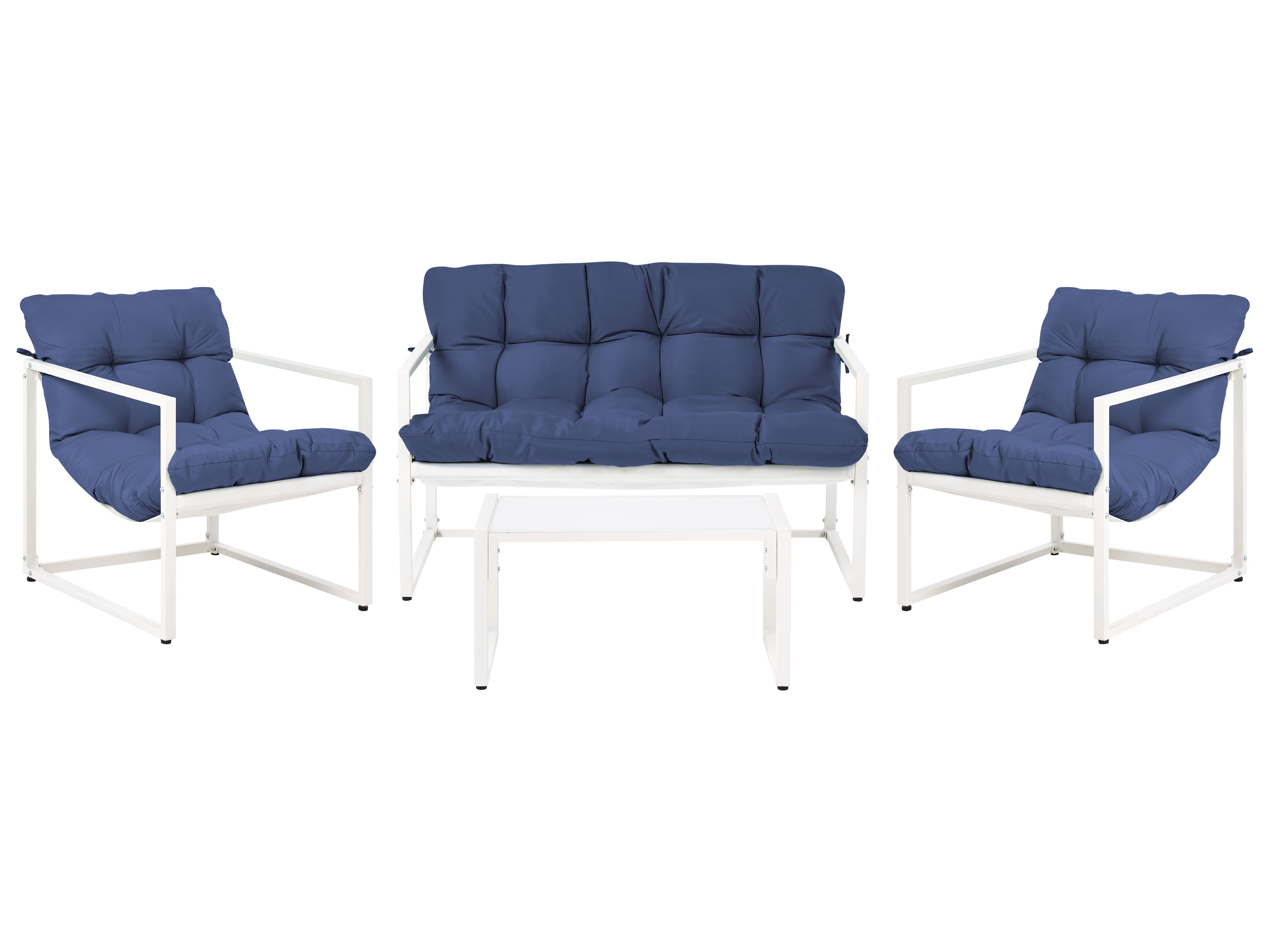 Garden Lounge Set with Table 4 Seater GARDA Metal Blue