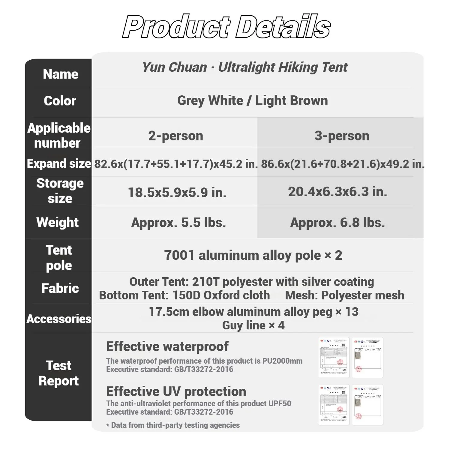 Naturehike, Ultralight Hiking Tent, Portable Camping Tent with Two Doors, Waterproof and Wind-resistant Dome Tent, UV Protection Backpacking Tent - Image 8