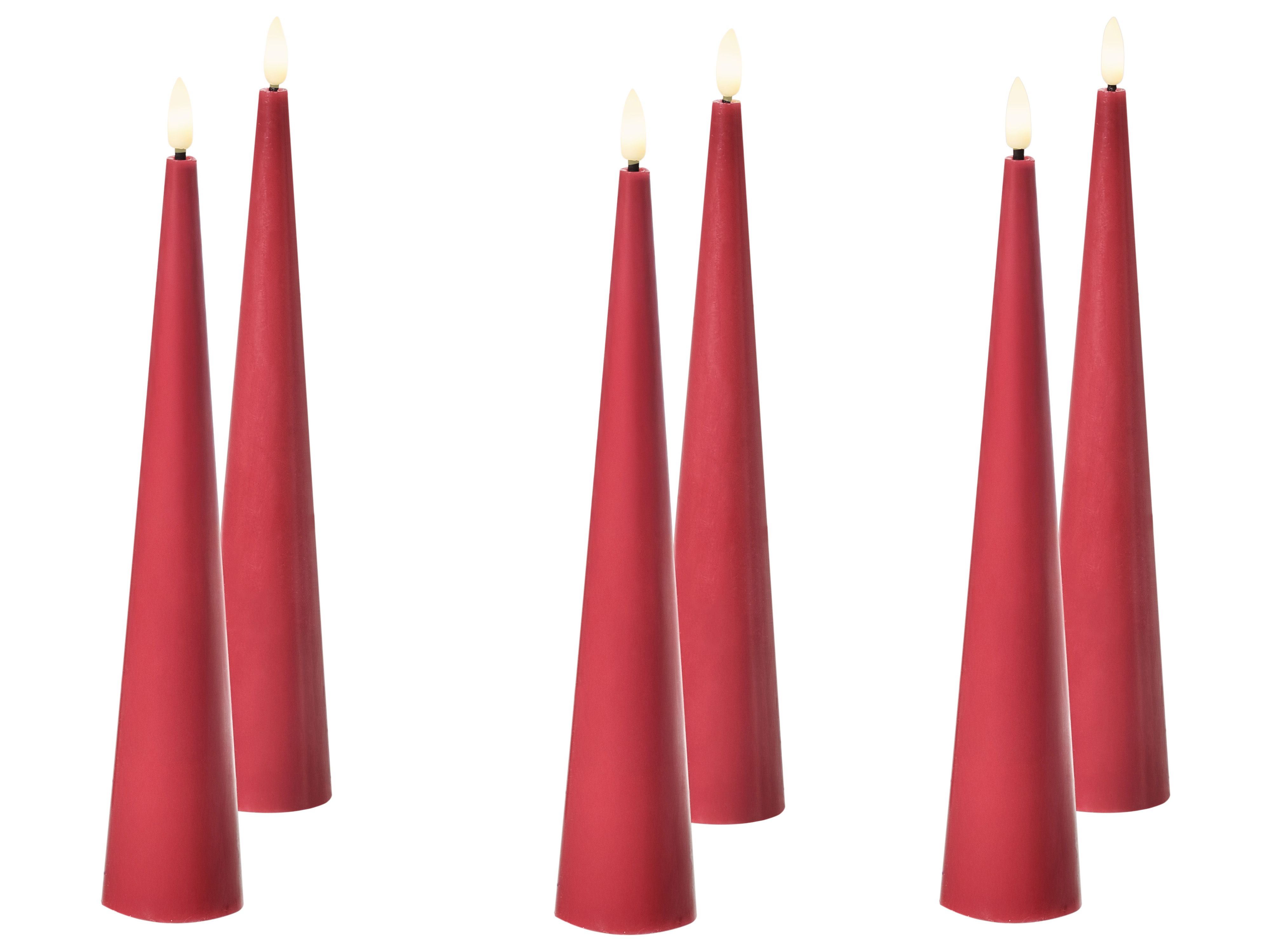 Set of 6 LED Candles AURUM 28 cm Red