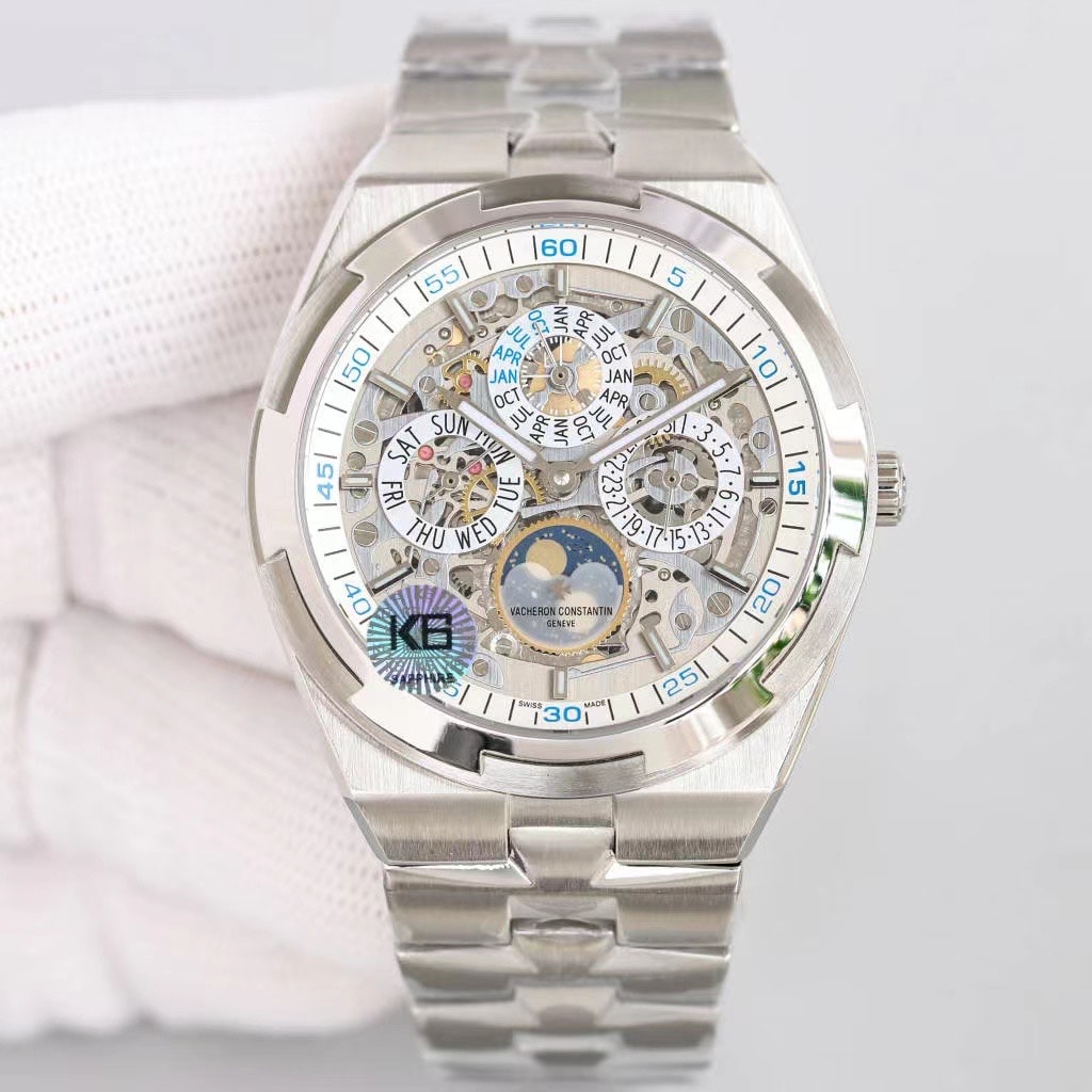 Fake Vacheron Constantin Replica Watch Overseas perpetual calendar ultra-thin skeleton Boutique Exclusive 41.5 MM WHITE GOLD 4300V/220G-B946(1:1 replica) - Top club