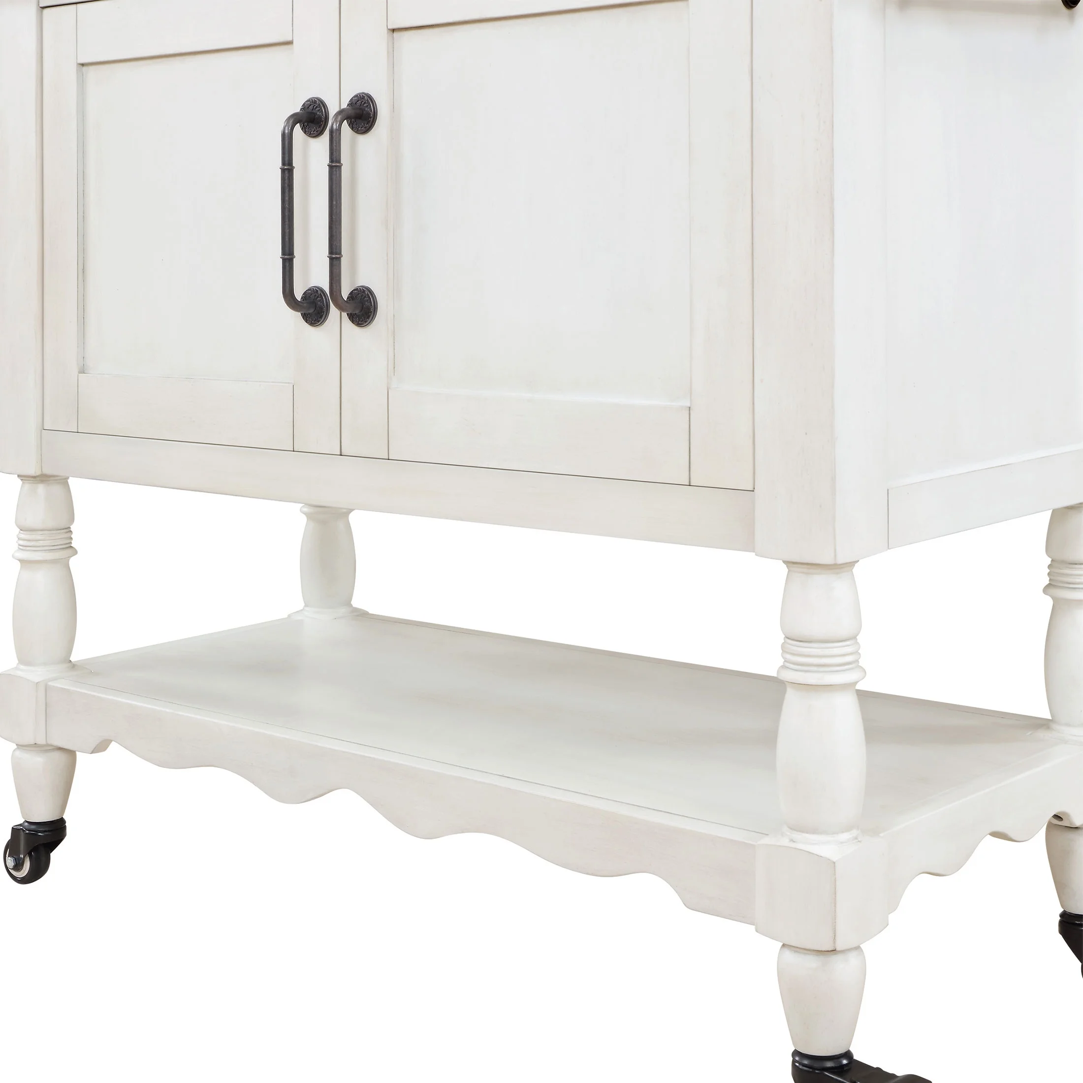 The Pioneer Woman Two-Tone Kitchen Cart Made With Solid Wood Frame, White - Image 6