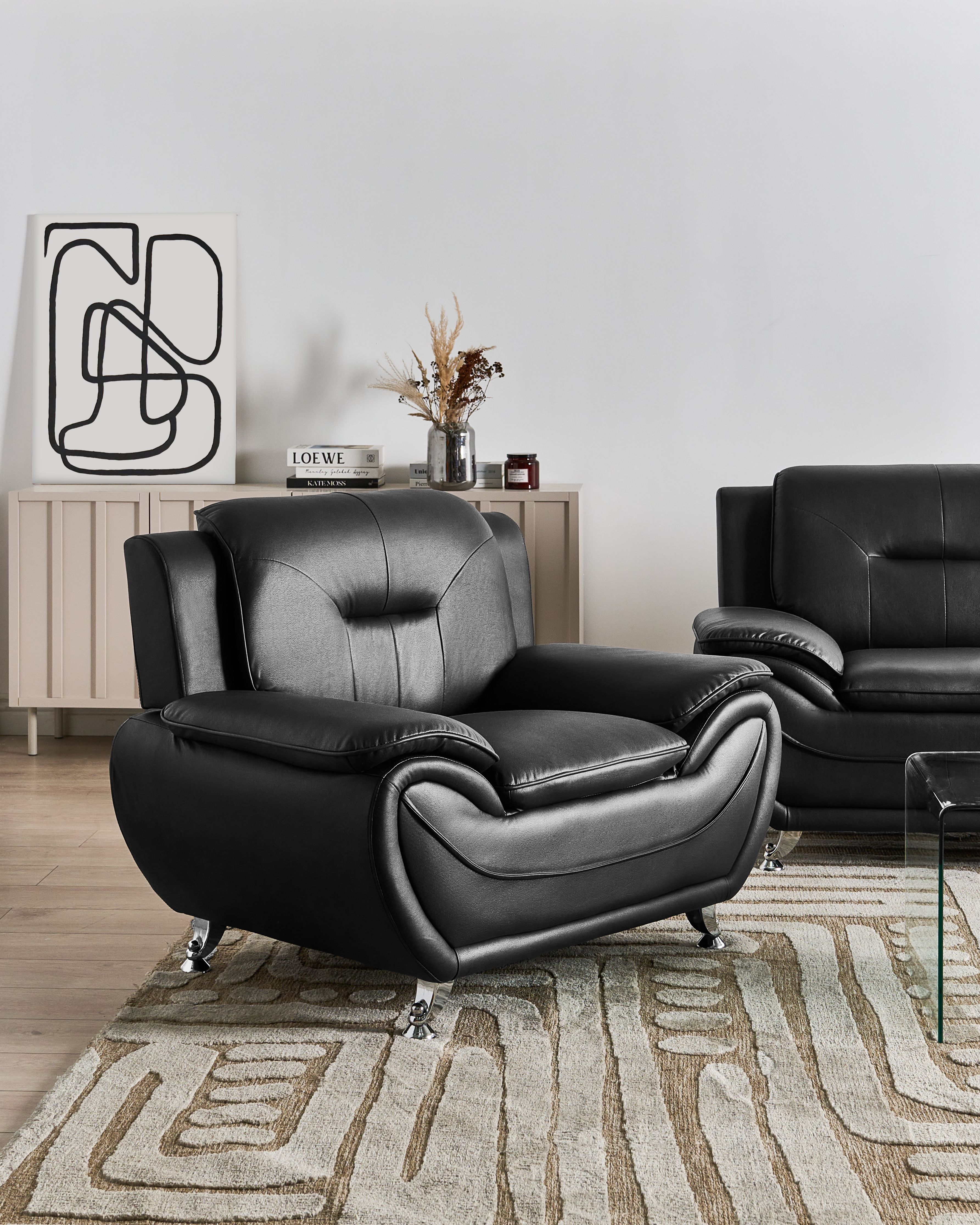 Armchair LEIRA Faux Leather Black