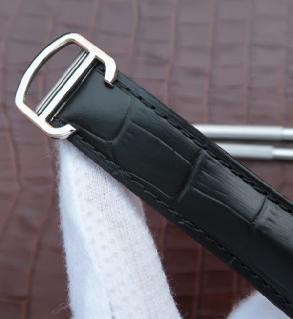 Replica Cartier Ballon Bleu Tourbillon SS Diamond Bezel Black Leather Strap - Top club