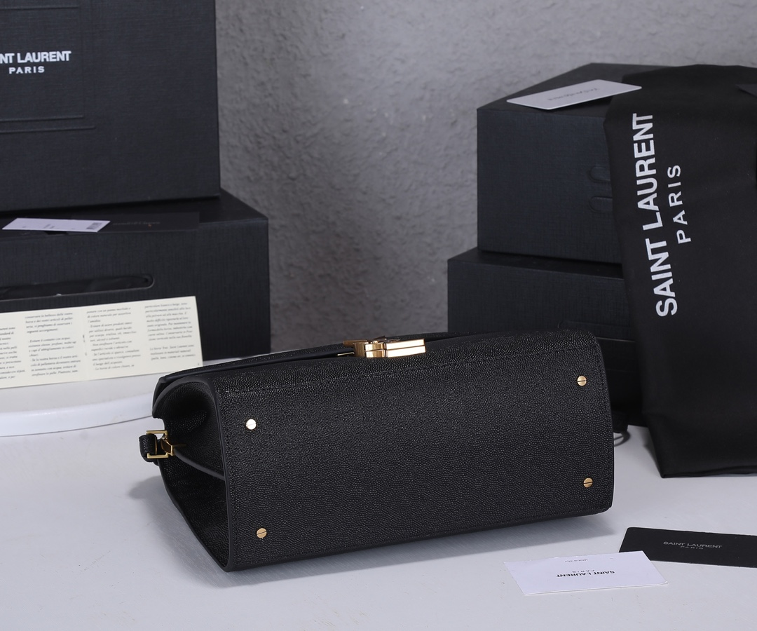 Replica Ysl Cassandra Medium Top Handle Bag- Black/Beige1:1High-quality replica