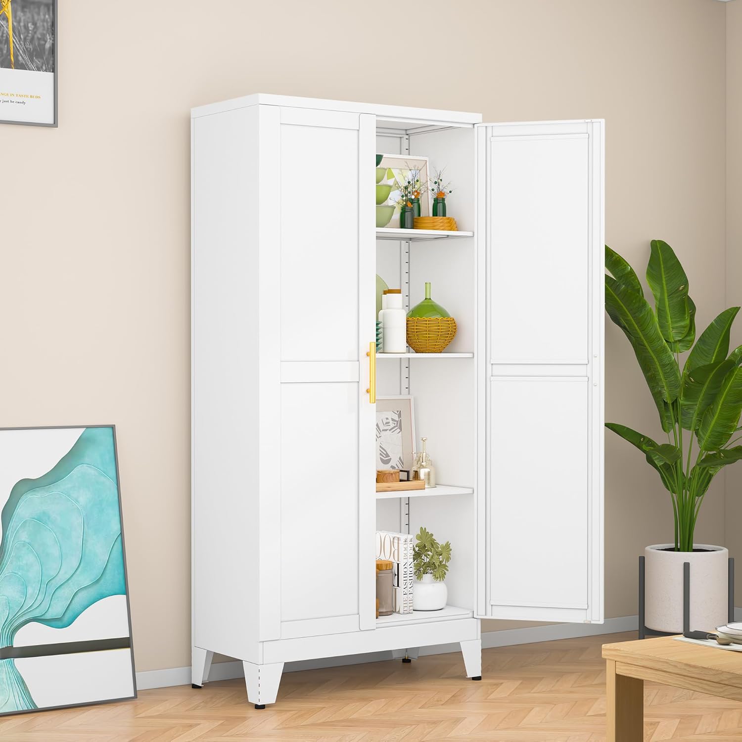 White Metal Storage Cabinet, 48