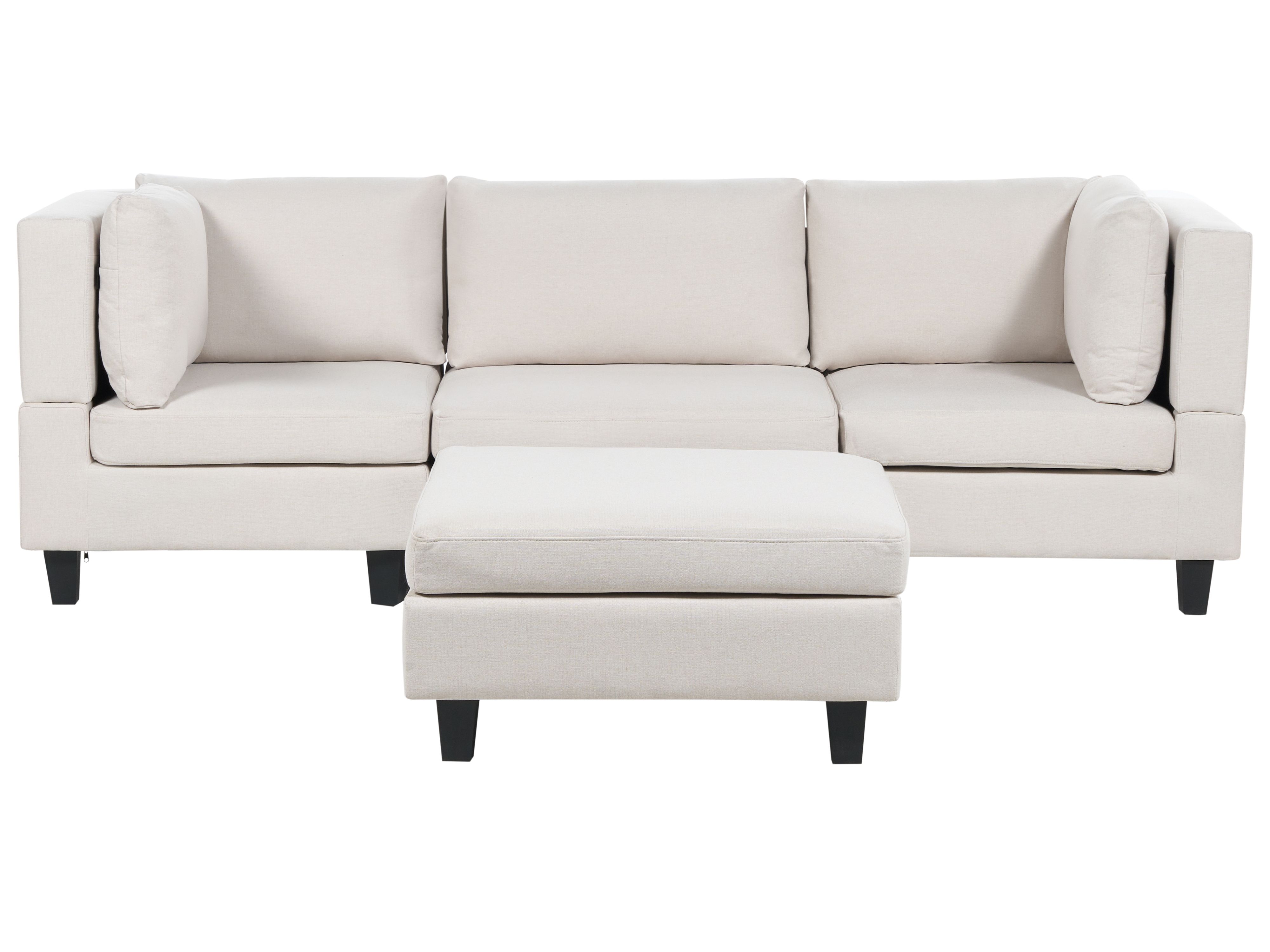 Modular Sofa 3 Seater UNSTAD Fabric Light Beige with Ottoman
