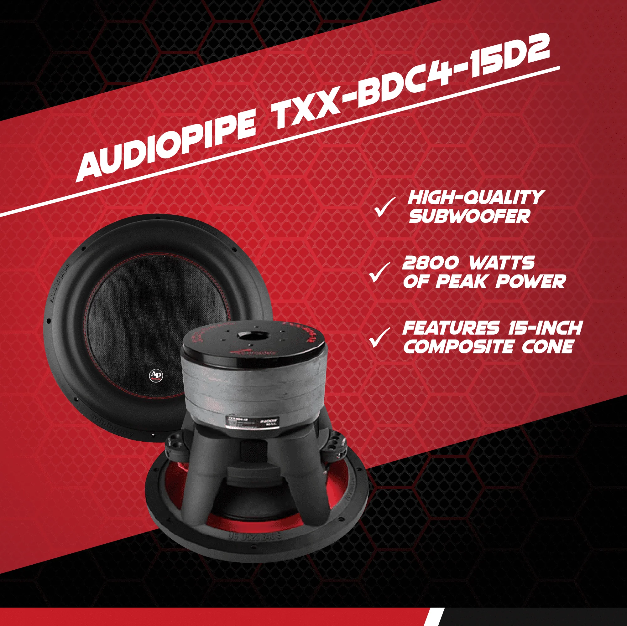 AudioPipe TXX-BDC4-15D2 15-Inch Subwoofer Dual 2 Ohm 1400 Watts RMS Car Audio - Image 2