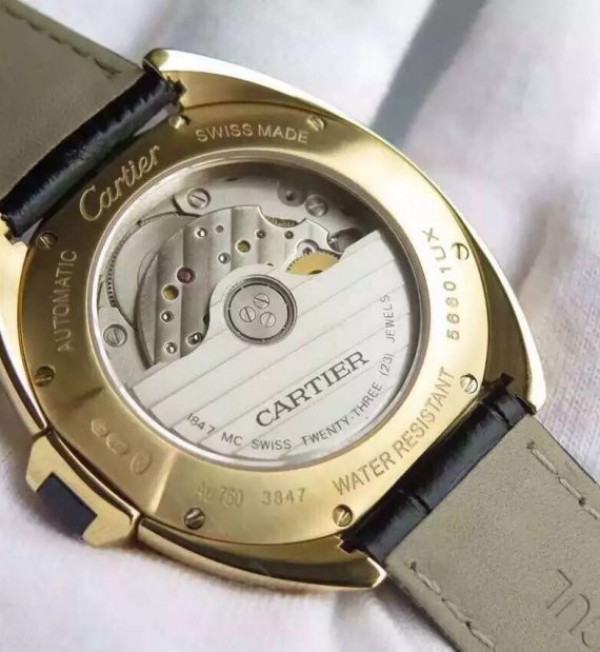 Replica Cartier Cle de Cartier YG White Textured Dial Leather Strap MIYOTA9015 - Top club