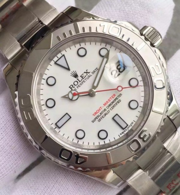 Replica Rolex Yacht-Master 116622 Noob White Dial on SS Bracelet A2824 - Elite Watch Atelier