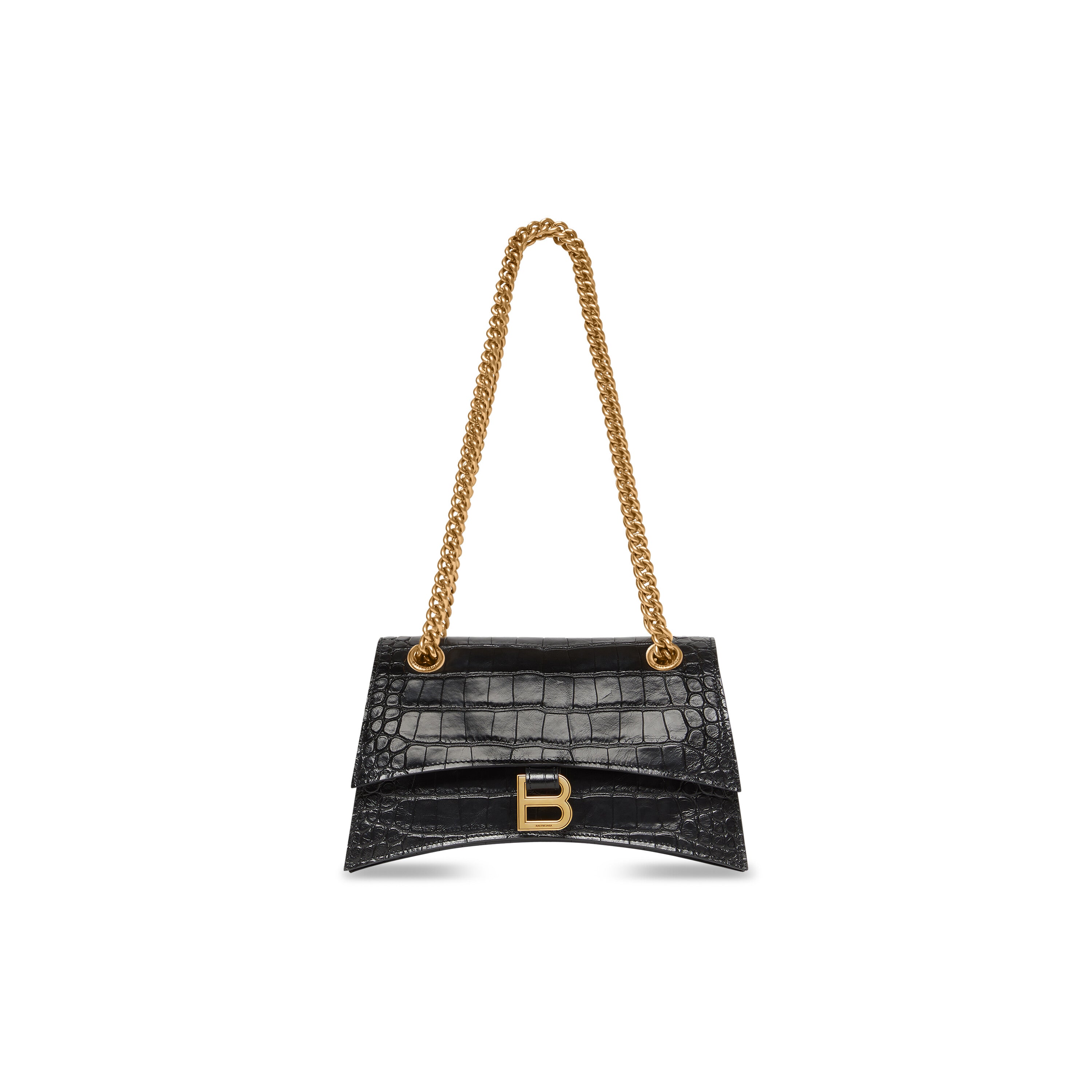 WOMEN'S CRUSH SMALL CHAIN BAG CROCODILE EMBOSSED IN BLACK - Replicaclubs
