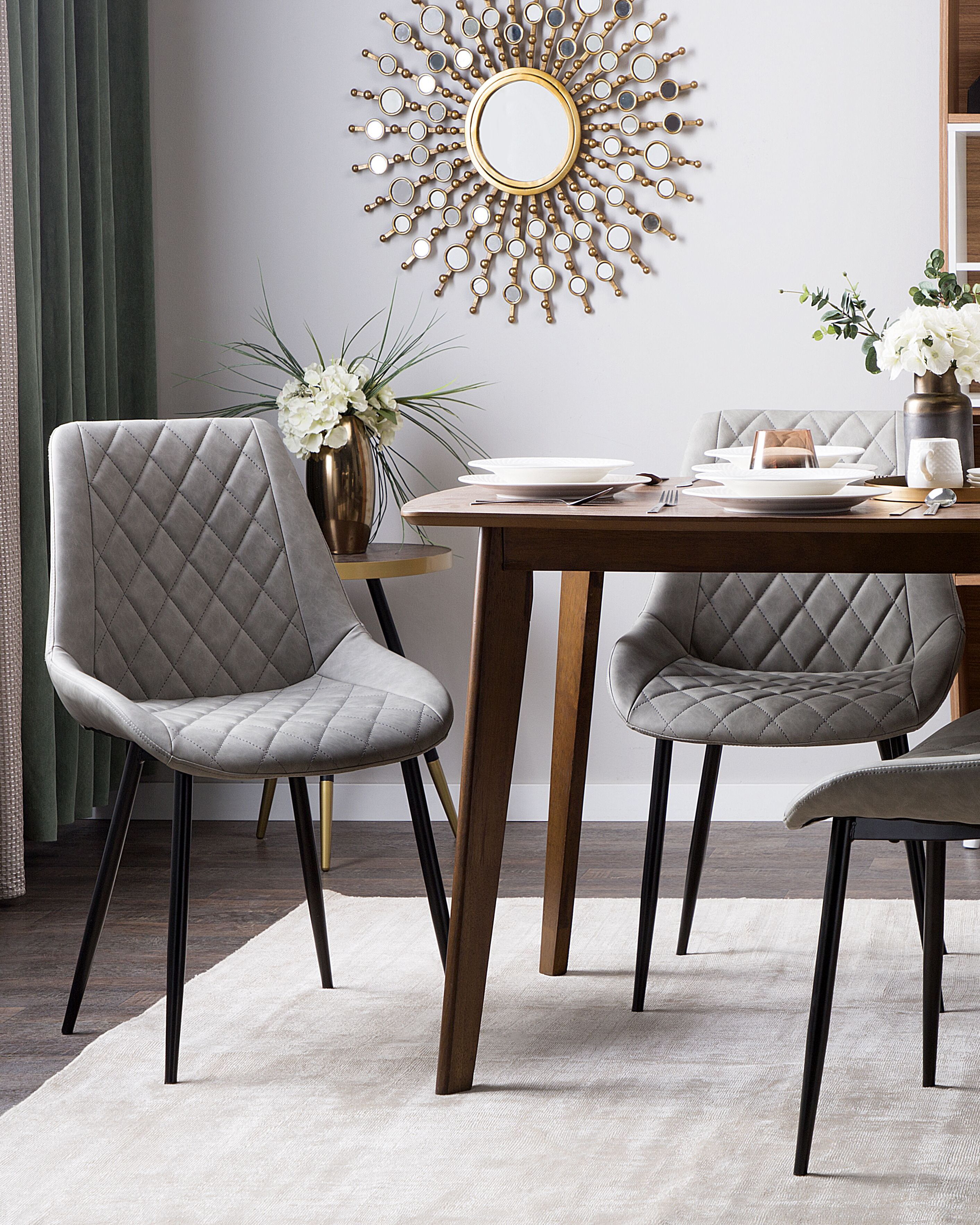 Set of 2 Dining Chairs MARIBEL Faux Leather Light Grey