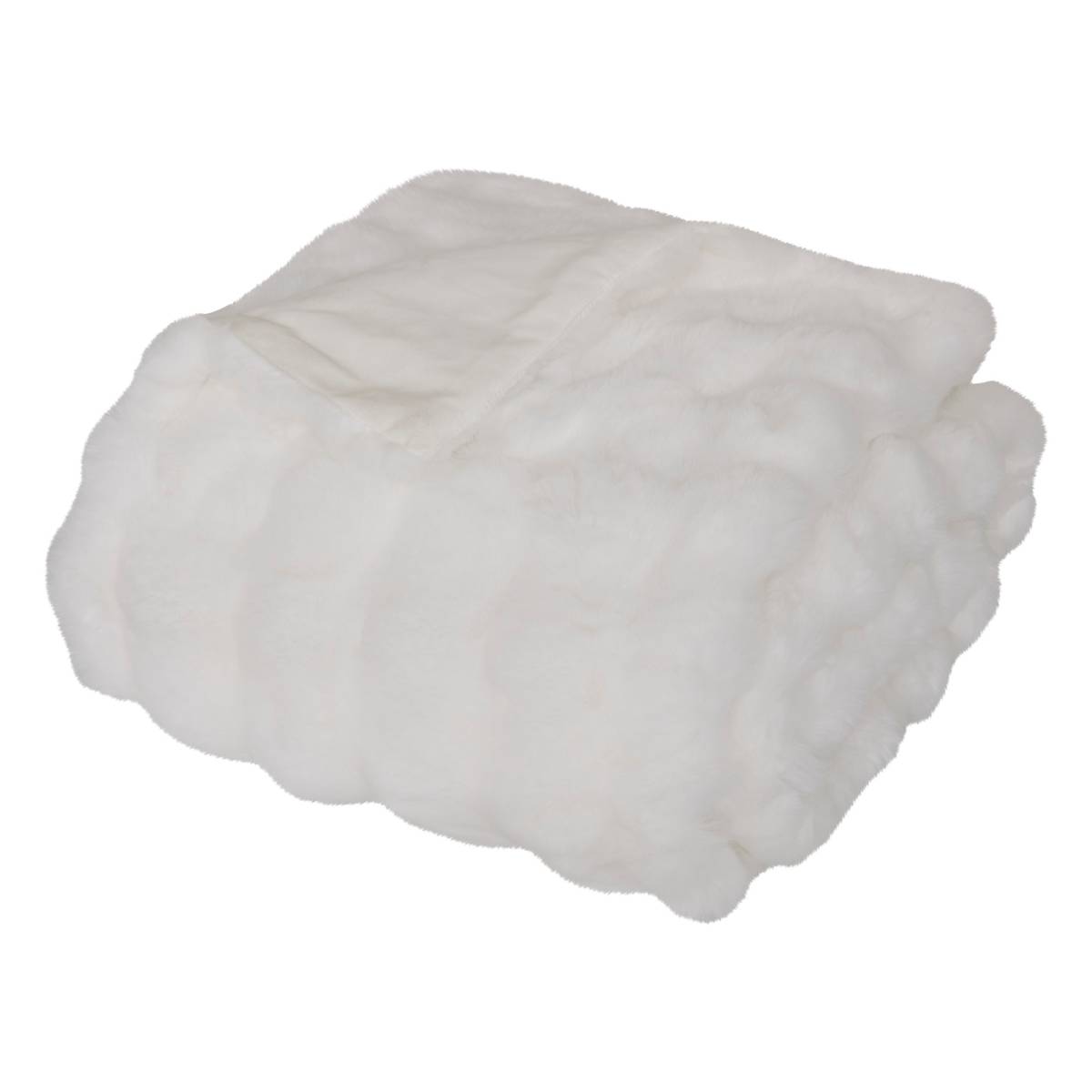 3D Faux Fur Throw "Zephy" White, 230x180 cm