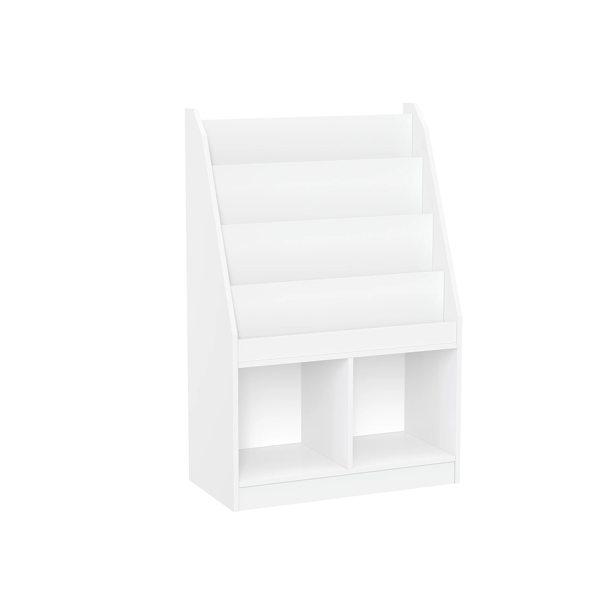 RiverRidge Kid Bookshelf Toy Storage Organizer with 4 Bookracks 2 Cubbies and 2 Gray Bins - Image 20