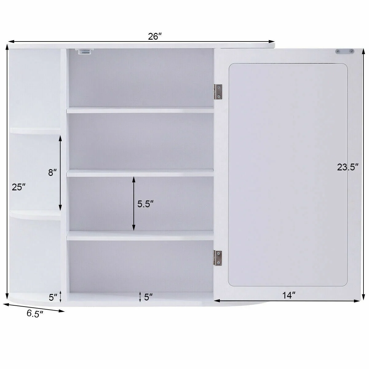 Giantex Bathroom Mirror Cabinet, Modern Wall Cabinet with Mirror, Medicine Cabinet with Mirror, Ideal for Bathroom, Dressing Room or Living Room, 26 x 6.5 x 25 inches (White)